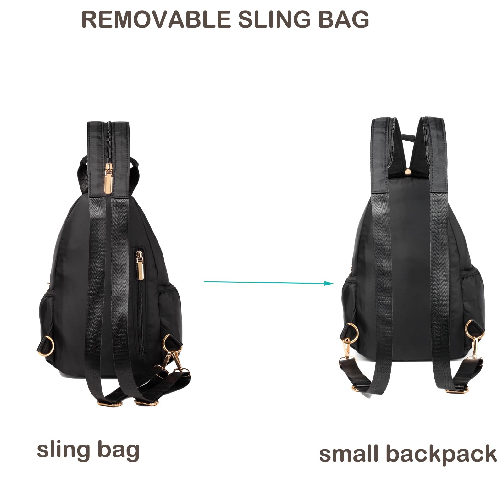 Women's Small Crossbody Sling Bag - Convertible Mini Backpack for Hiking & Travel