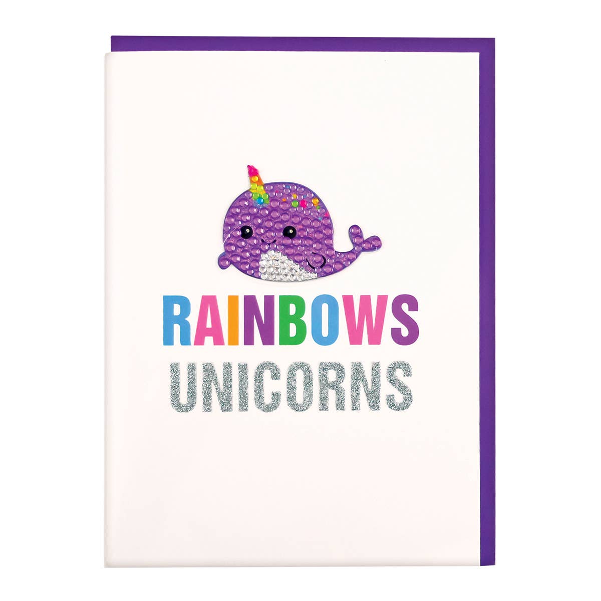 Sparkling Narwhal Rhinestone Sticker Greeting Card - Perfect for Birthday, Wedding, Baby Shower & Party Invitations