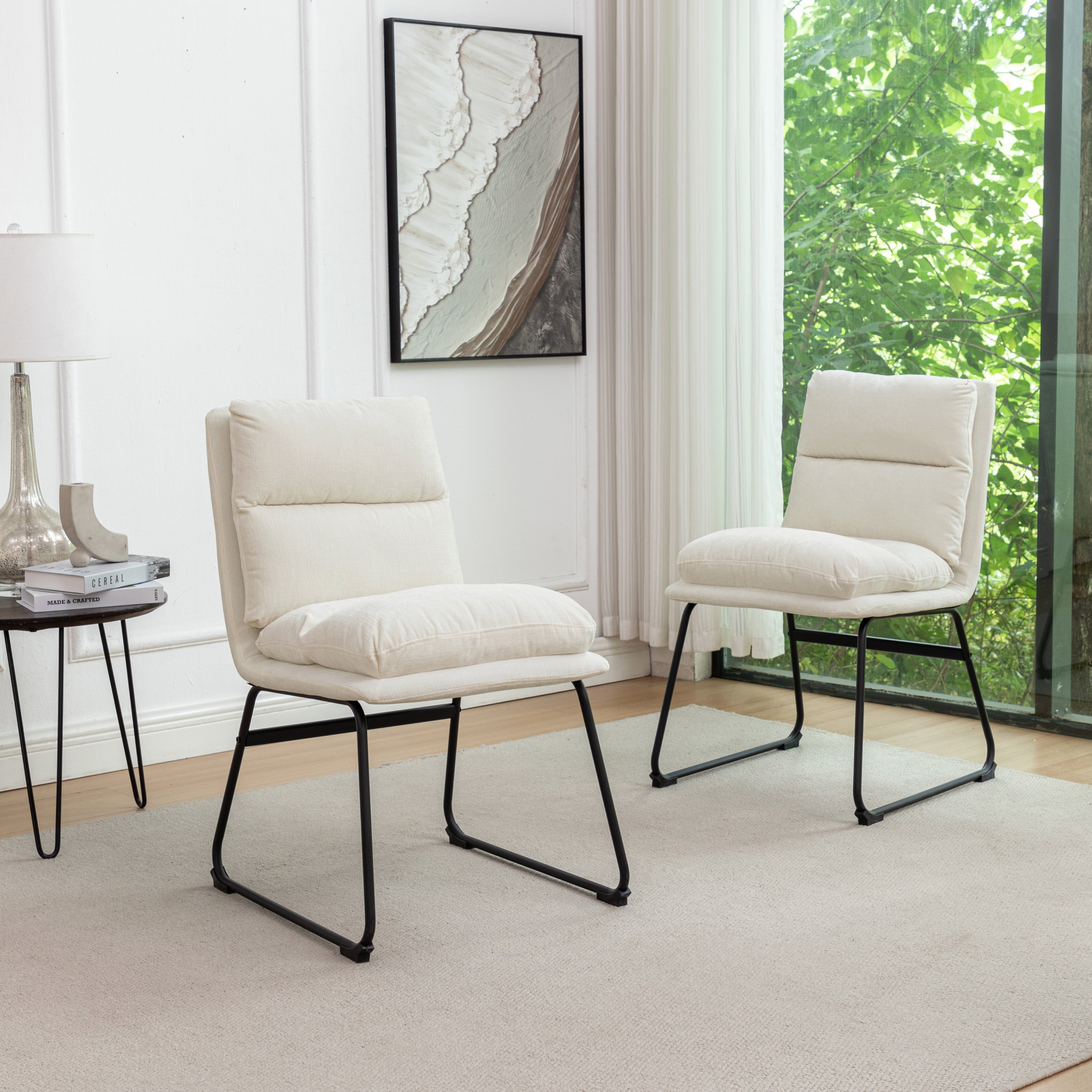Roundhill Furniture Milos Modern Upholstered Dining Chairs Set of 2 - Comfortable Kitchen & Dining Room Seating for Home & Restaurant Use