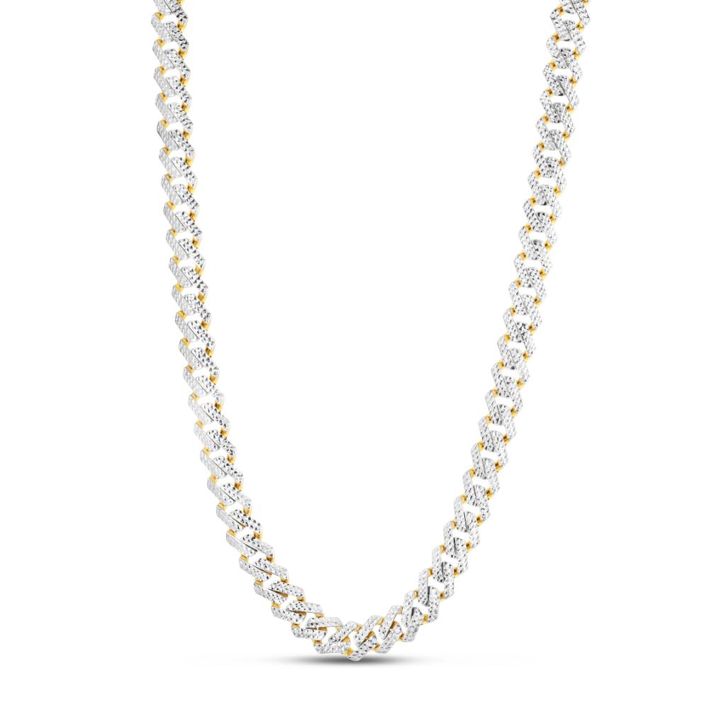 14K White Gold 11.5mm Pave Diamond Modern Lite Edge Chain Necklace - Perfect for Weddings, Anniversaries & Special Occasions