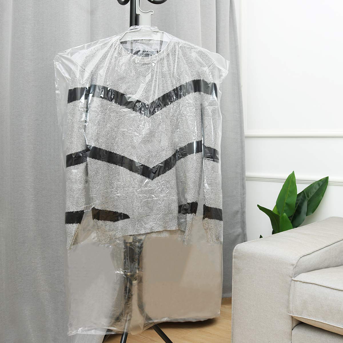 50PCS Clear Plastic Garment Bags for Hanging Clothes - Dry Cleaner Storage Bags, Laundry Clothes Covers | Perfect for Travel, Closet Organization & Dry Cleaning Storage