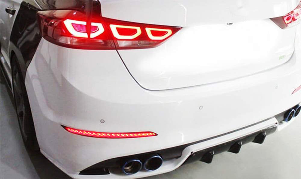 17-18 Hyundai Elantra Full LED Bumper Reflector with Sequential Turn Signal Lights - Upgrade Your Car's Rear Safety & Style for Night Driving & Custom Look