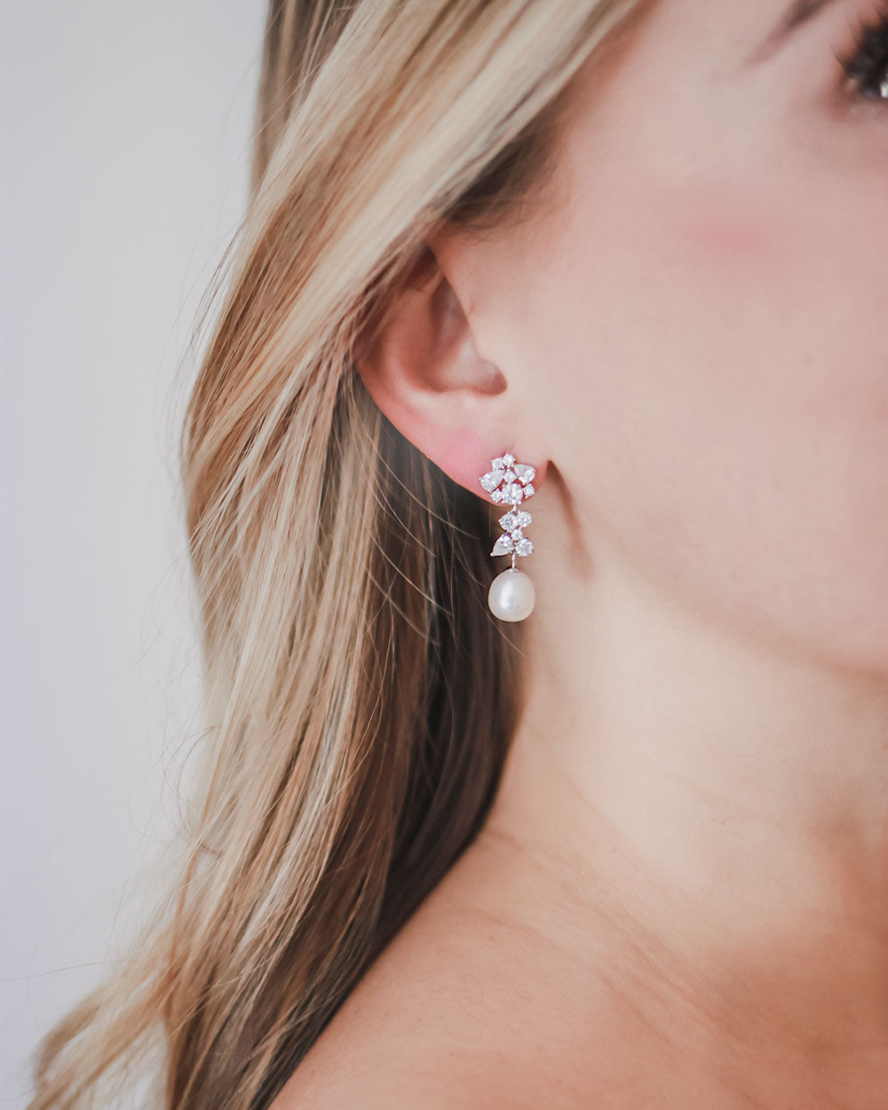 Elegant Silvia Pearl & CZ Earrings for Women - Genuine Pearls with Cubic Zirconia Studs - Perfect for Weddings, Parties & Special Occasions