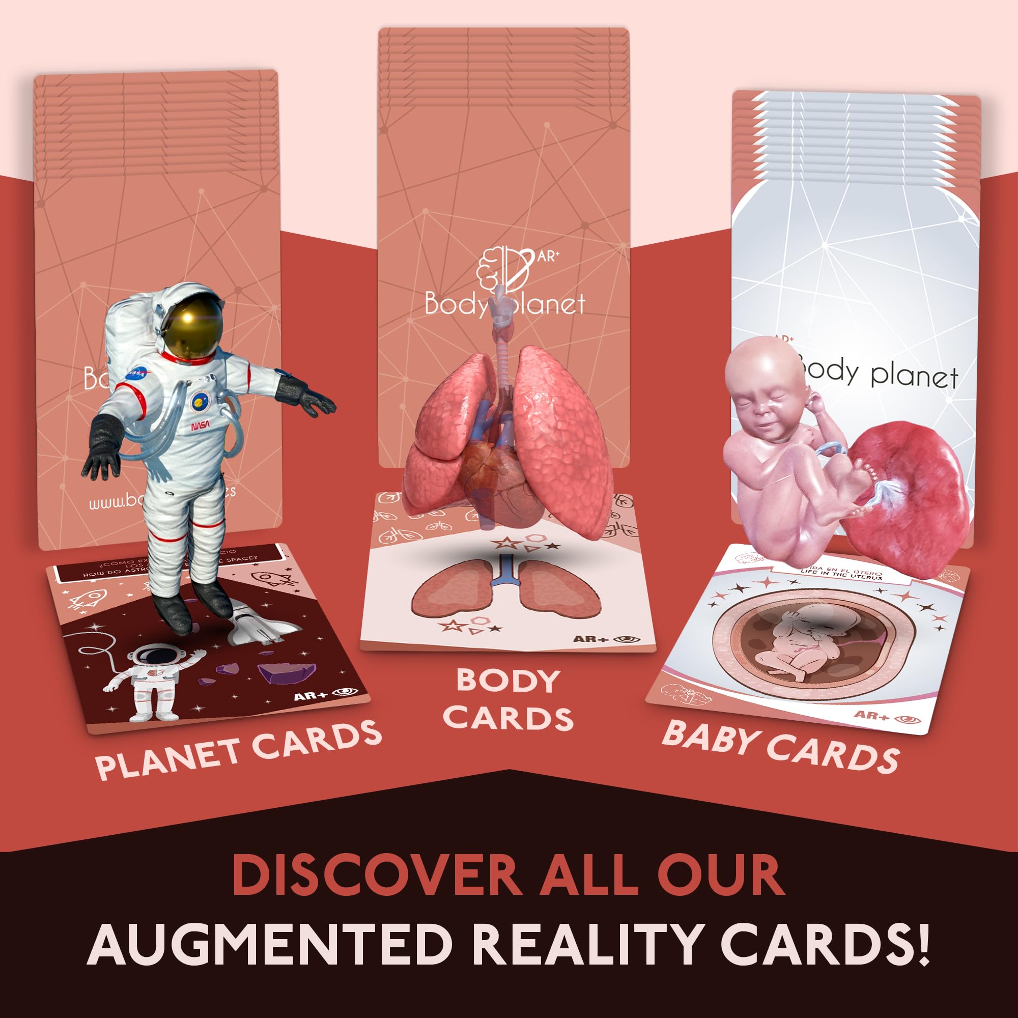 AR+ Body Planet: Human Body Anatomy Cards with Augmented Reality - Interactive Learning Tool for Kids, Students & Medical Education