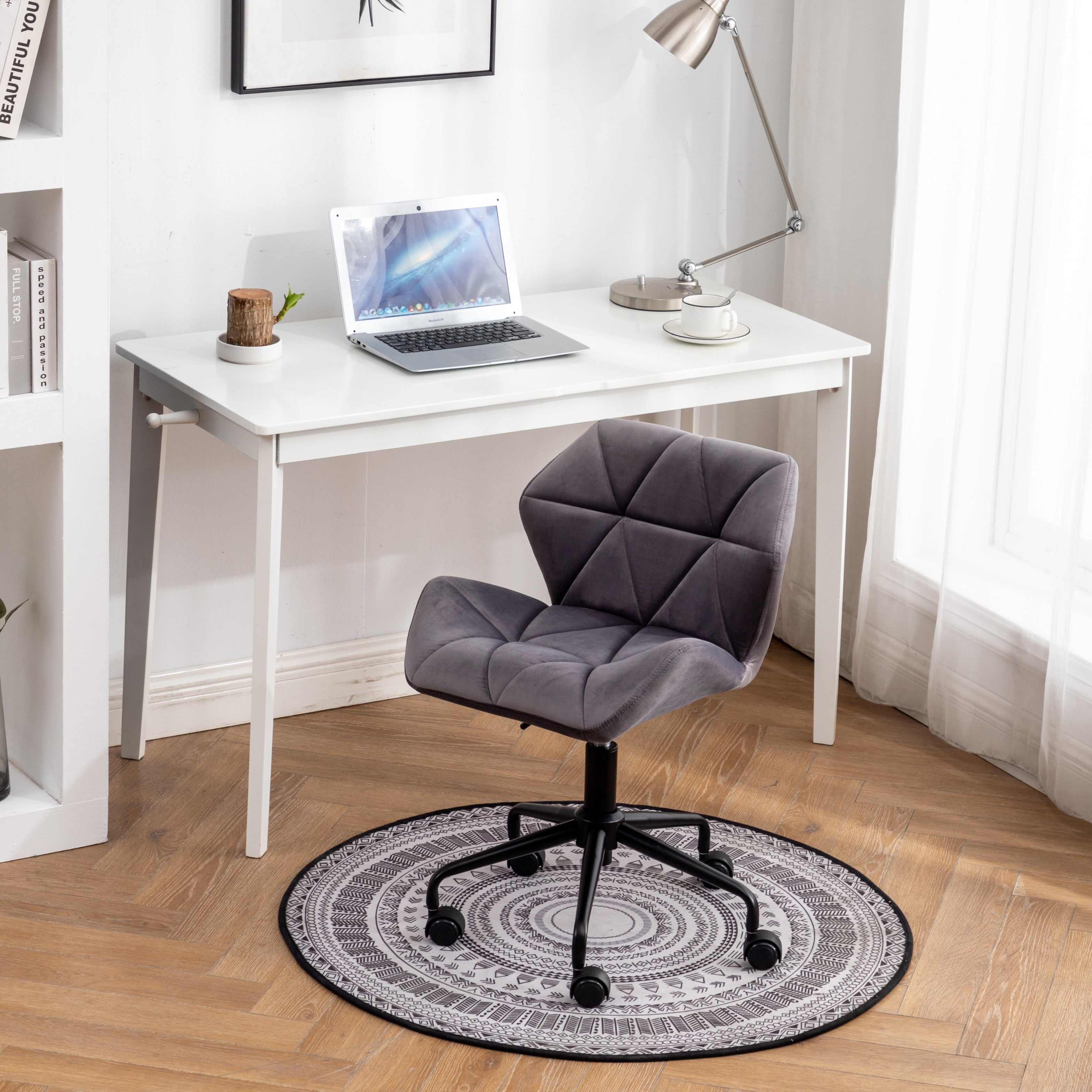 Roundhill Furniture Eldon Diamond Tufted Adjustable Swivel Office Chair - Ergonomic Executive Desk Chair with Lumbar Support for Home & Office Workspace
