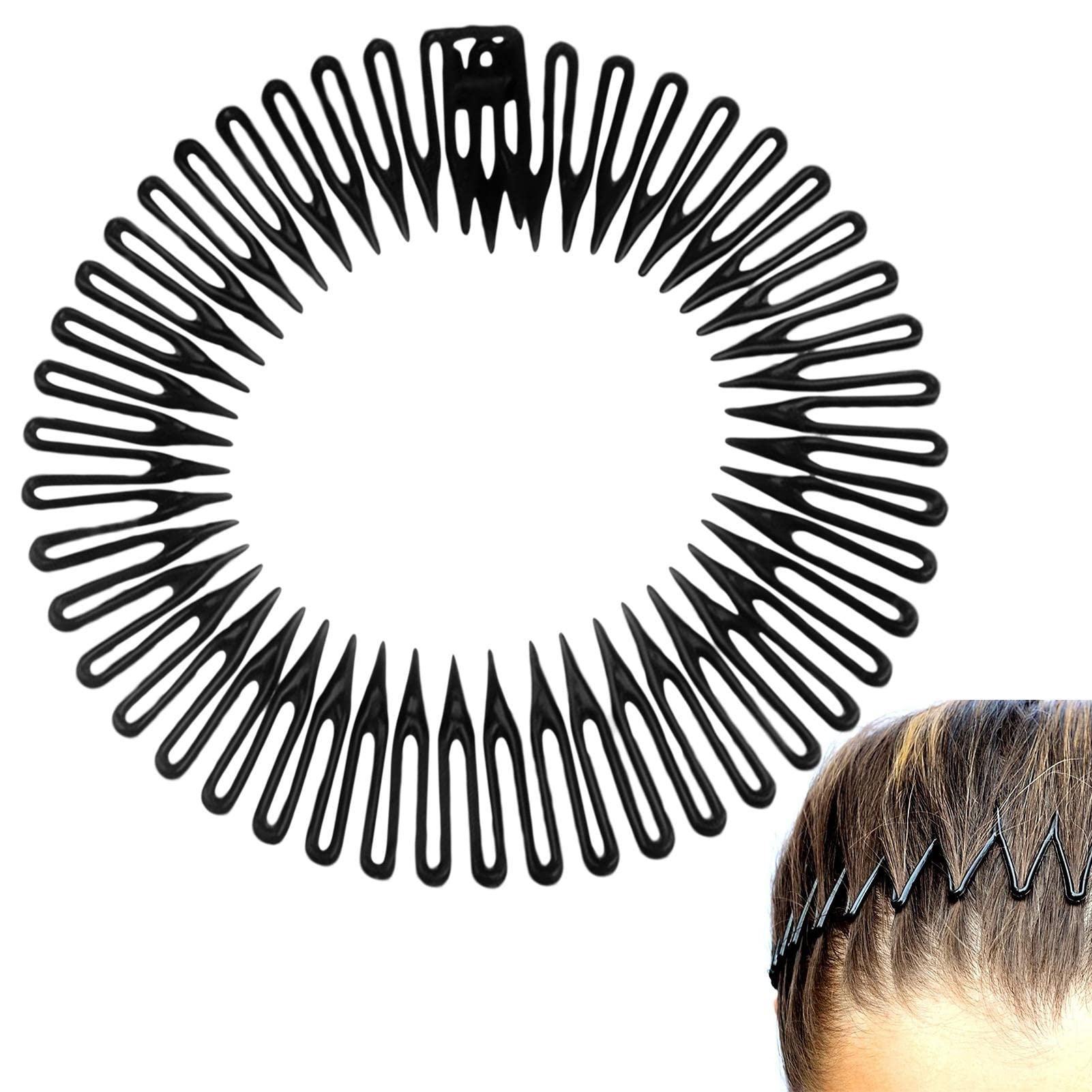Full Circle Hair Comb Headband for Women - Flexible Non-Slip Elastic Headband with Circular Teeth - Perfect for Styling, Workouts, and Everyday Wear