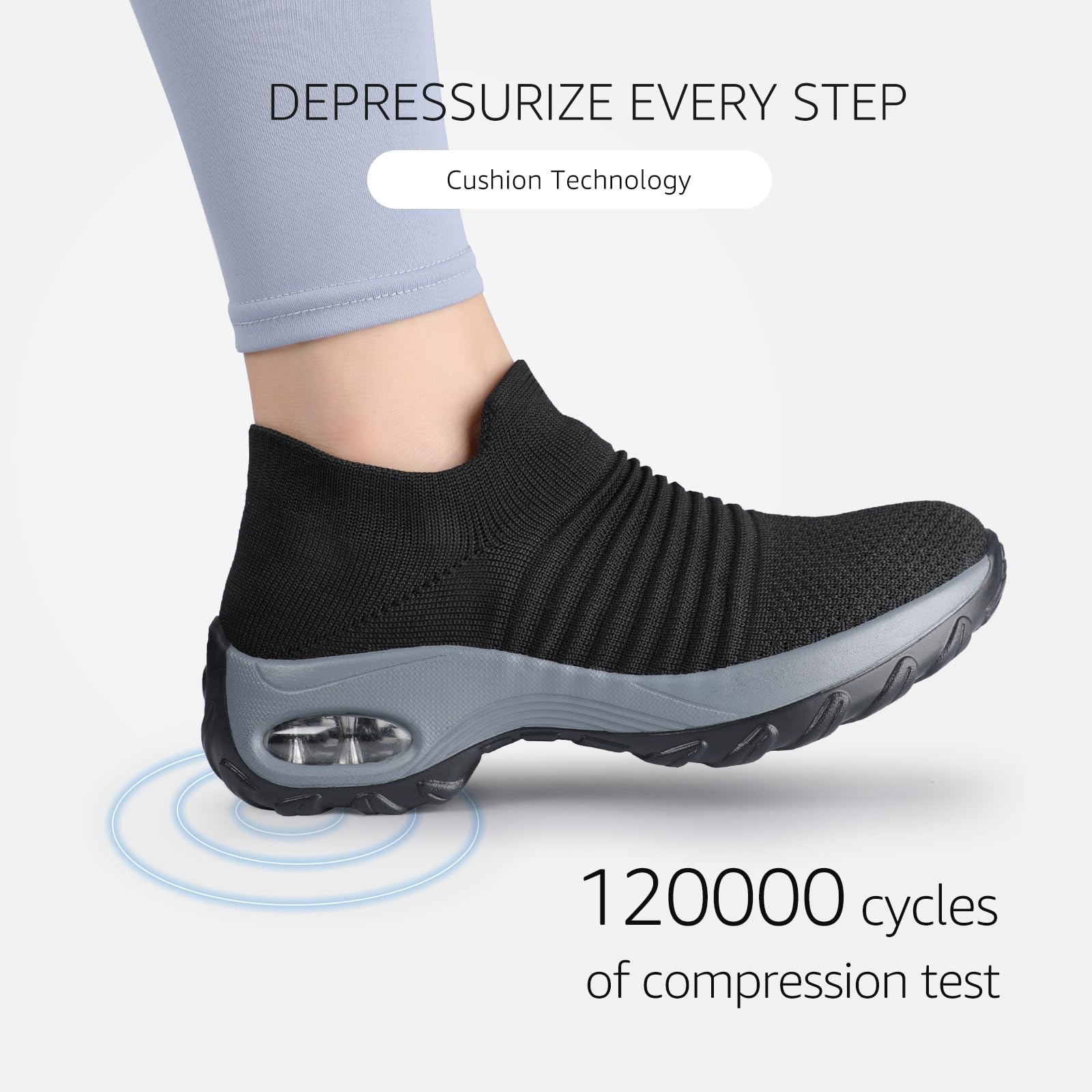 STQ Women's Slip-On Walking Shoes - Breathable Non-Slip Work Sneakers with Air Cushion & Arch Support - Comfortable Orthopedic Shoes for Nurses, Waitresses & All-Day Wear