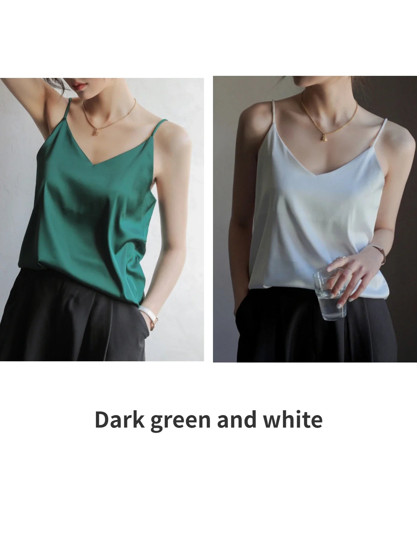 Acetate Satin Grey Camisole for Women - Loose Summer Spaghetti Strap Tank Top with V-Neck & Backless Design | Perfect for Layering, Beachwear & Night Out