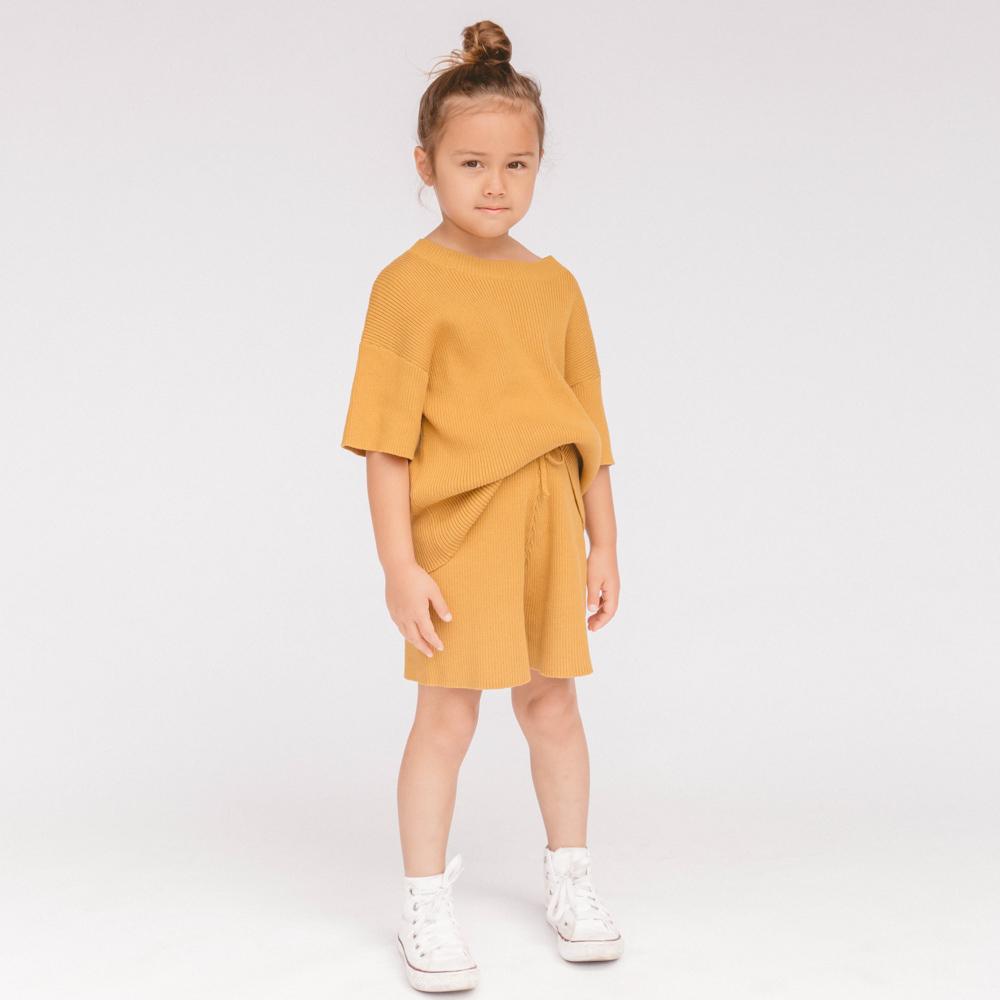 Mustard Kids Mini Summer Knit Set - Soft & Breathable Cotton Outfit for Toddlers - Perfect for Beach, Playdates & Summer Vacations