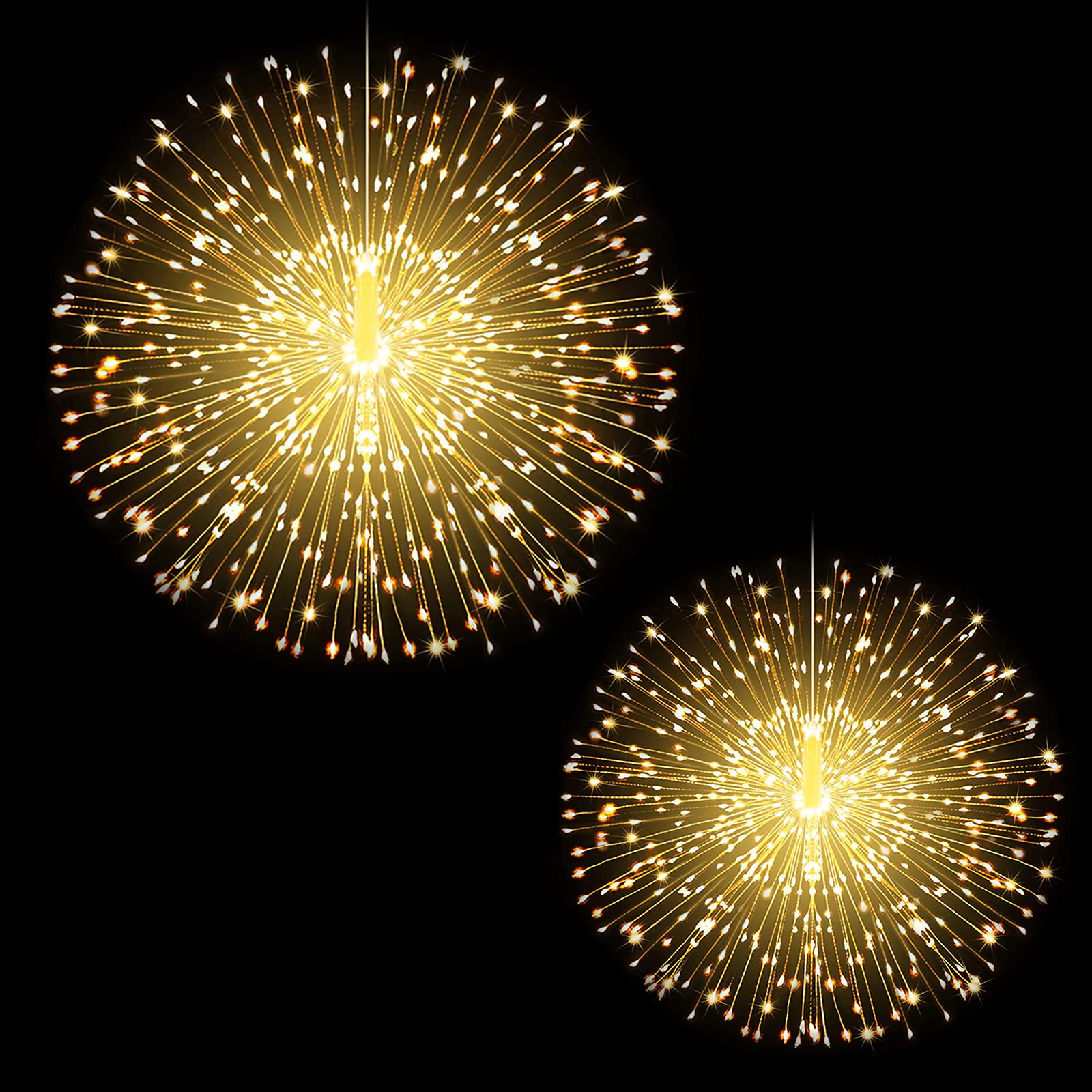 2 Pack Starburst String Lights - 225 LED 8 Modes Dimmable Christmas Lights with Remote Control, Waterproof Copper Wire Fairy Lights for Party, Patio, Garden, Wedding & Home Decoration (Warm White) - Perfect for Indoor & Outdoor Holiday Decor, Backyard Lighting and Special Events