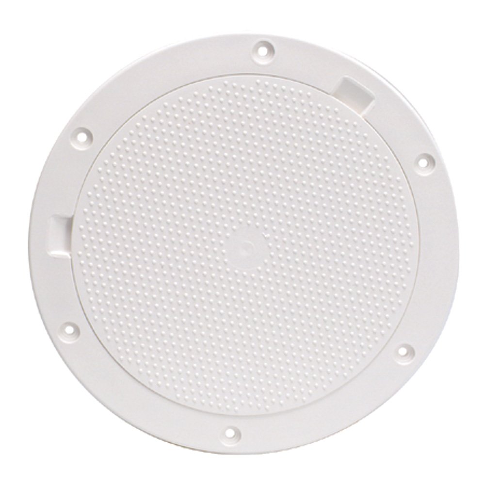 Beckson 8 Inch Non-Skid Pry-Out Deck Plate - White Marine Boat Hatch Cover for Waterproof Access & Storage