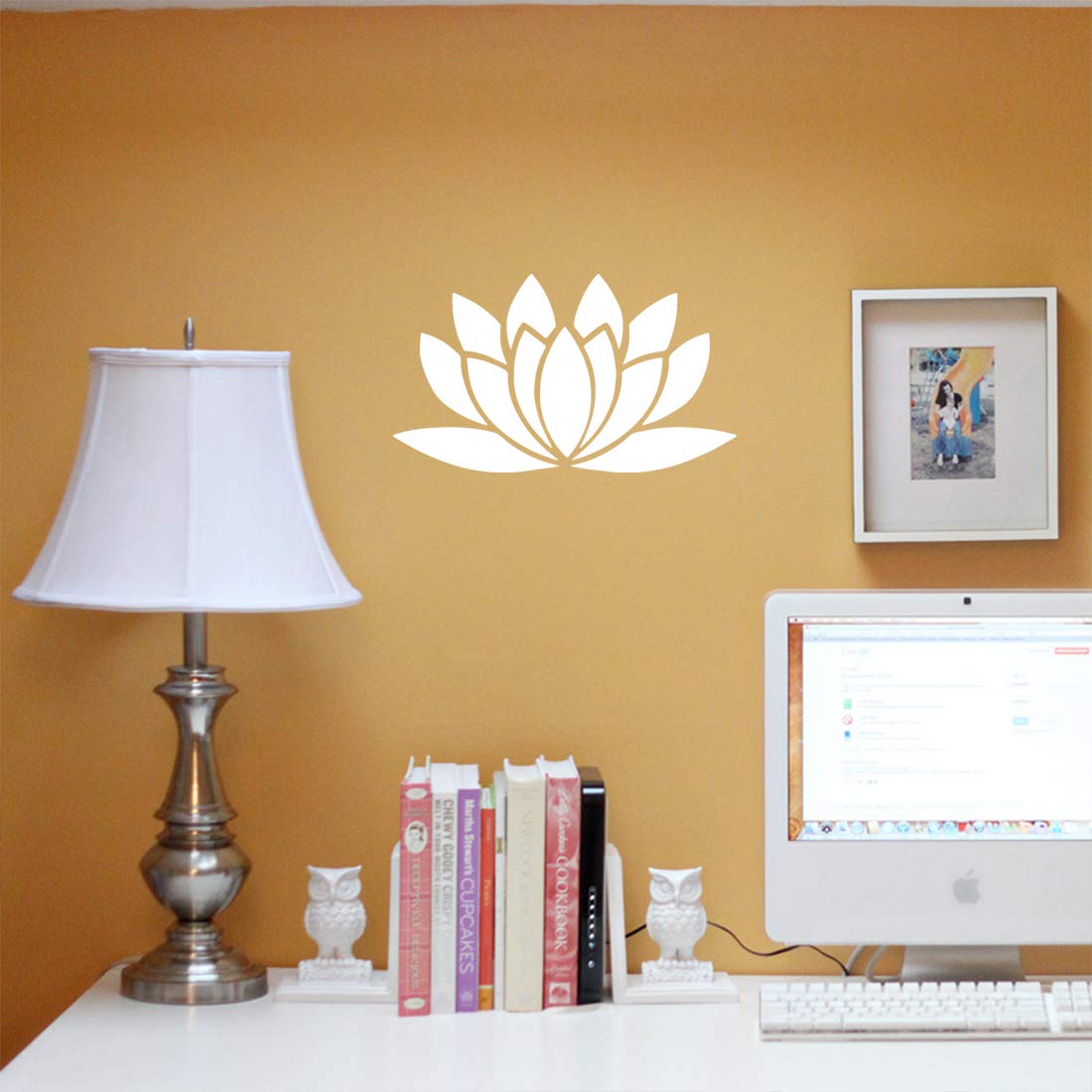 Premium Waterproof Vinyl Decal Stickers - Lotus Flower Design (Set of 2, White) for Laptop, Phone, Helmet, Car Window, Mug & Wall Decor | DIY Home & Office Decoration, Gift Idea for Nature Lovers