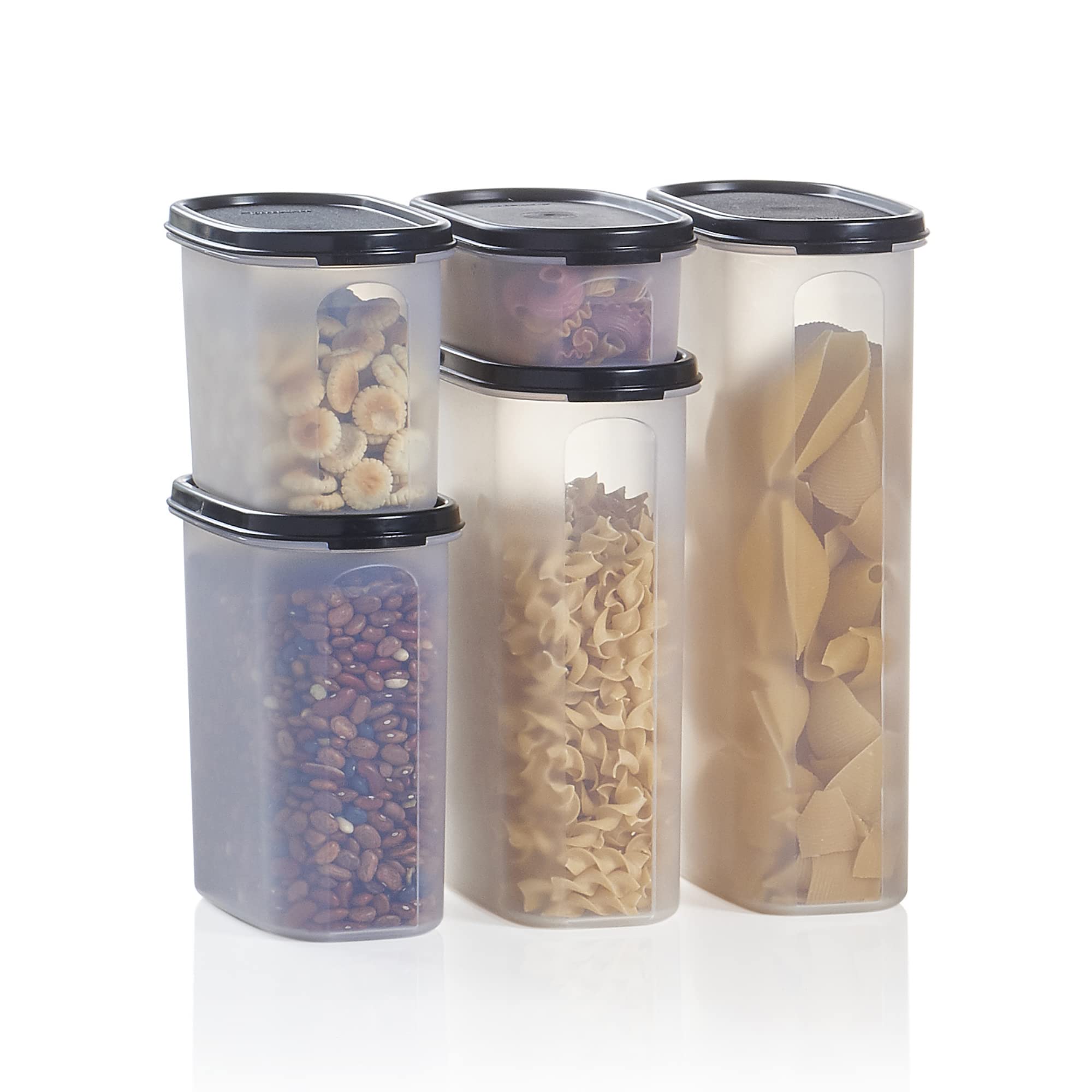 Tupperware Modular Mates 5-Piece Oval Food Storage Container Set - Airtight BPA-Free Kitchen Organizers (2, 4.75, 7.25, 9.75 & 12.25 Cup Sizes) - Dishwasher Safe for Flour, Sugar, Cereal & Pantry Organization