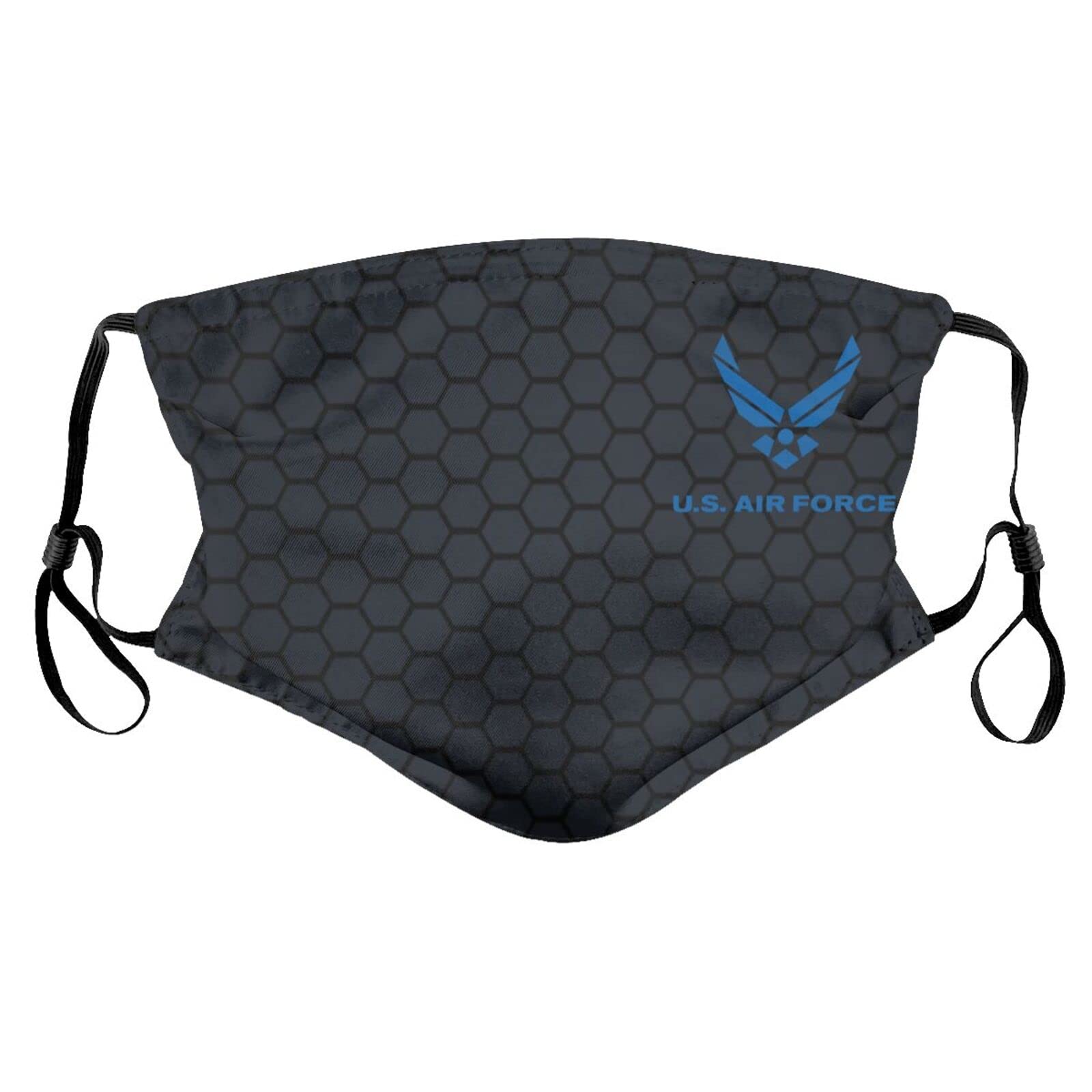 Reusable Face Mask with USAF Logo - Breathable Solid Color Face Cover with Filters for Men, Women & Kids - Perfect for Outdoor Activities, Travel & Daily Protection