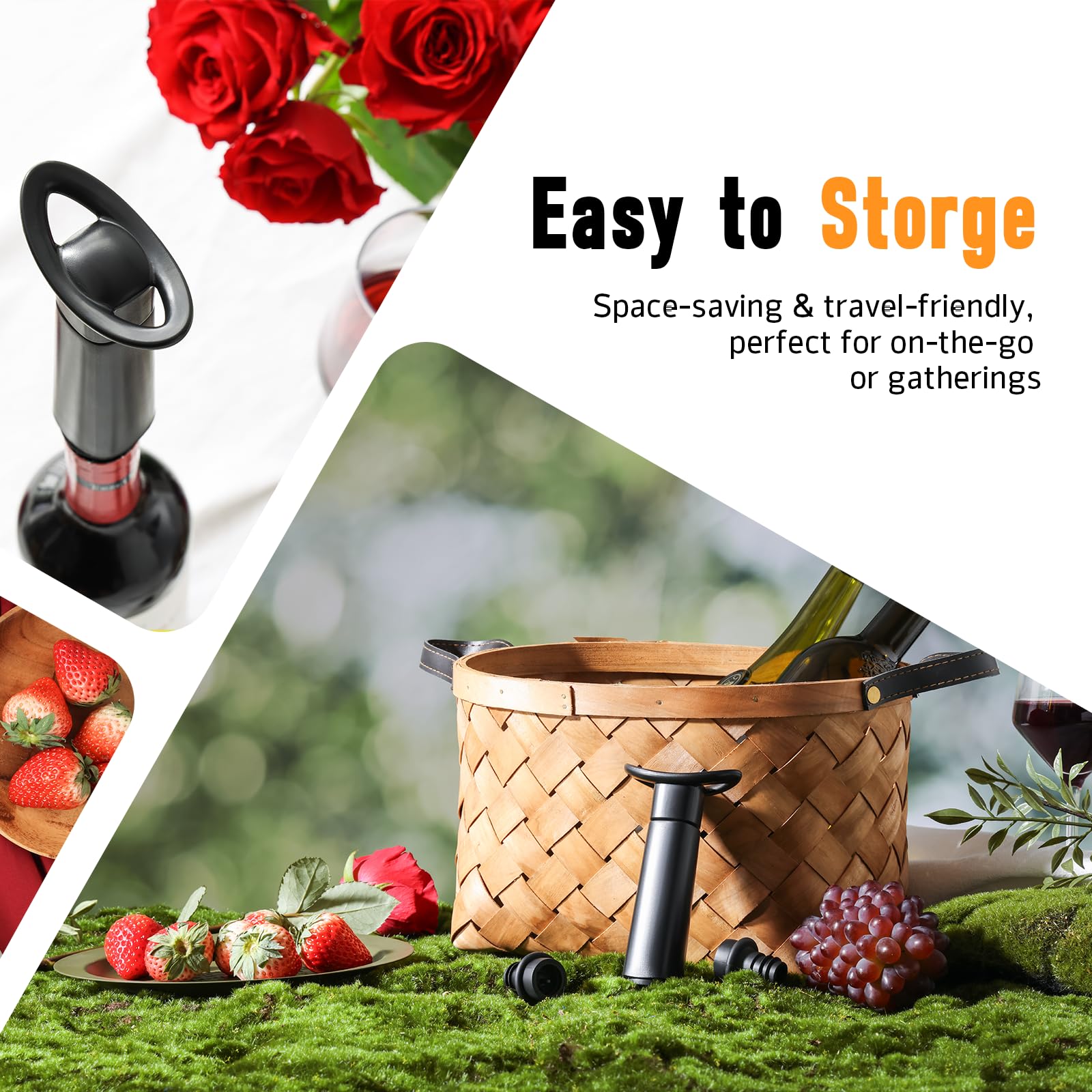OWO Wine Vacuum Pump with 4 Stoppers - Premium Wine Saver & Preserver Kit | Reusable Air Remover Pump for Fresh Wine Preservation | Perfect for Home Bars, Restaurants & Wine Enthusiasts