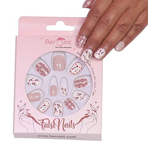 Beromt Full Set Fake Nails - Multicolor Printed Press-on Nails for Kids (Style BFN69KN) | Perfect for Birthday Parties, Halloween Costumes & Dress-up Play
