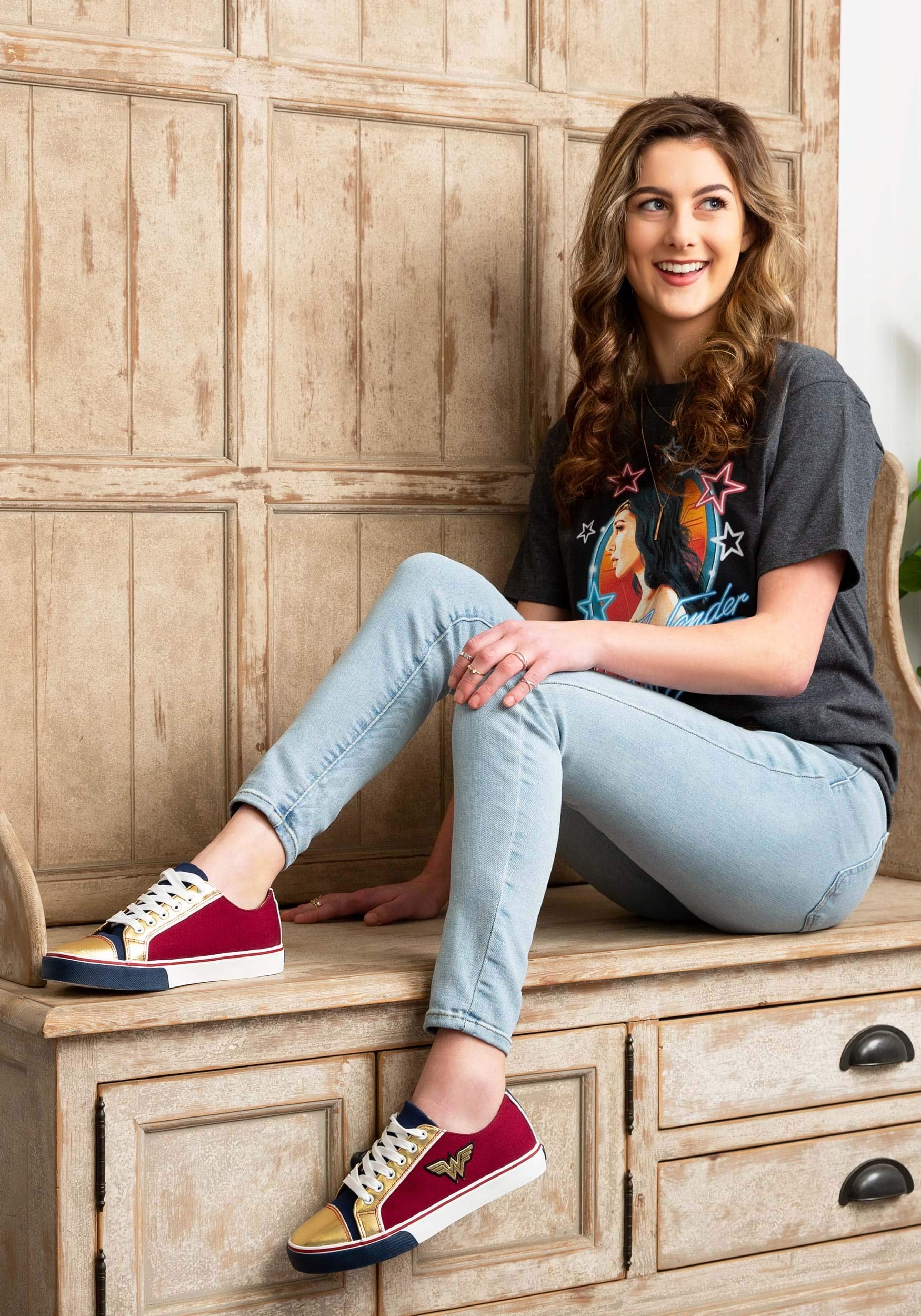 Wonder Woman Women's Sneakers - Comfortable & Stylish Superhero Shoes for Cosplay, Halloween & Everyday Wear