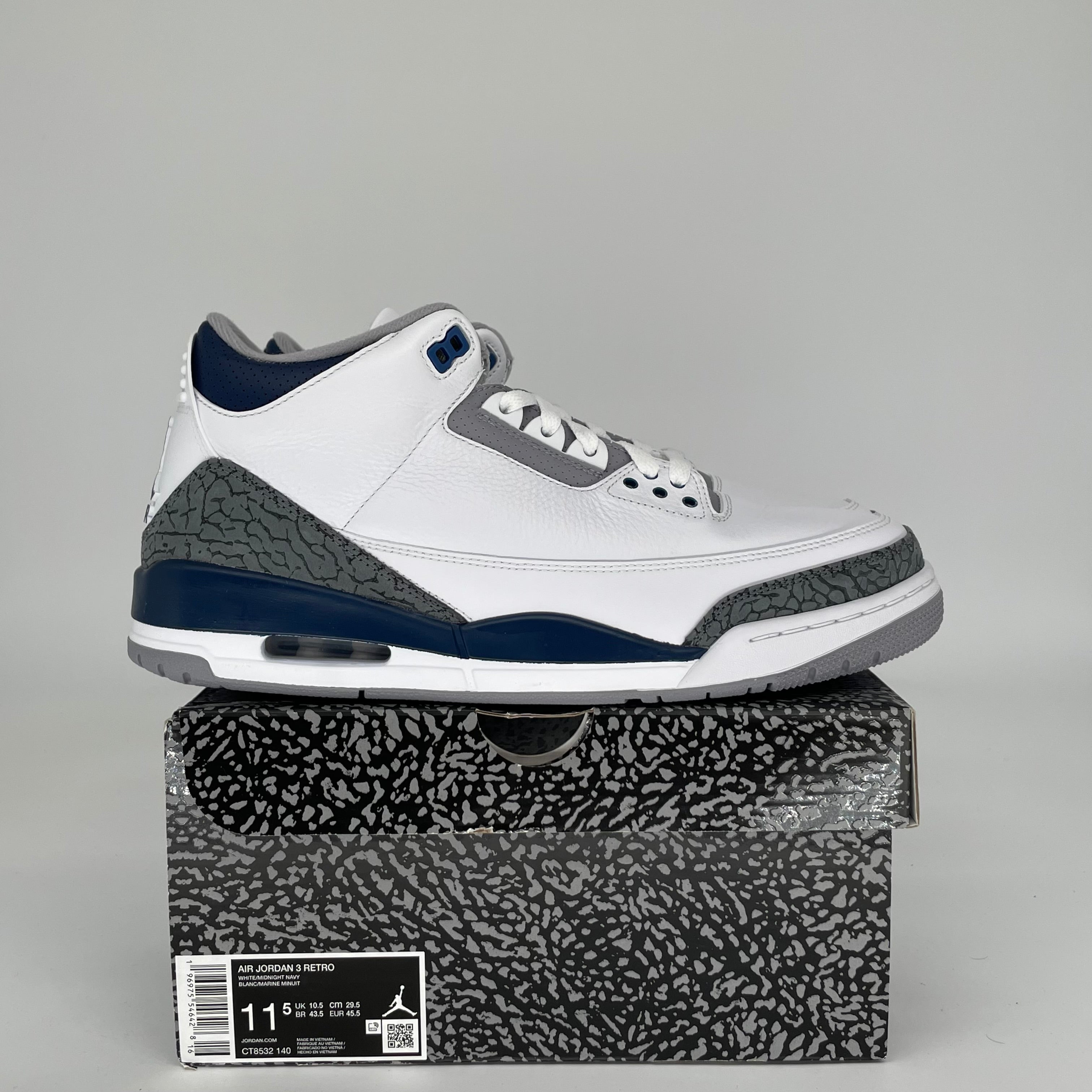 AIR JORDAN 3 MIDNIGHT NAVY MEN'S BASKETBALL SHOES SIZE 11.5 - STYLE CT8532-140 | OFFICIAL NIKE SNEAKERS FOR CASUAL WEAR & STREET STYLE