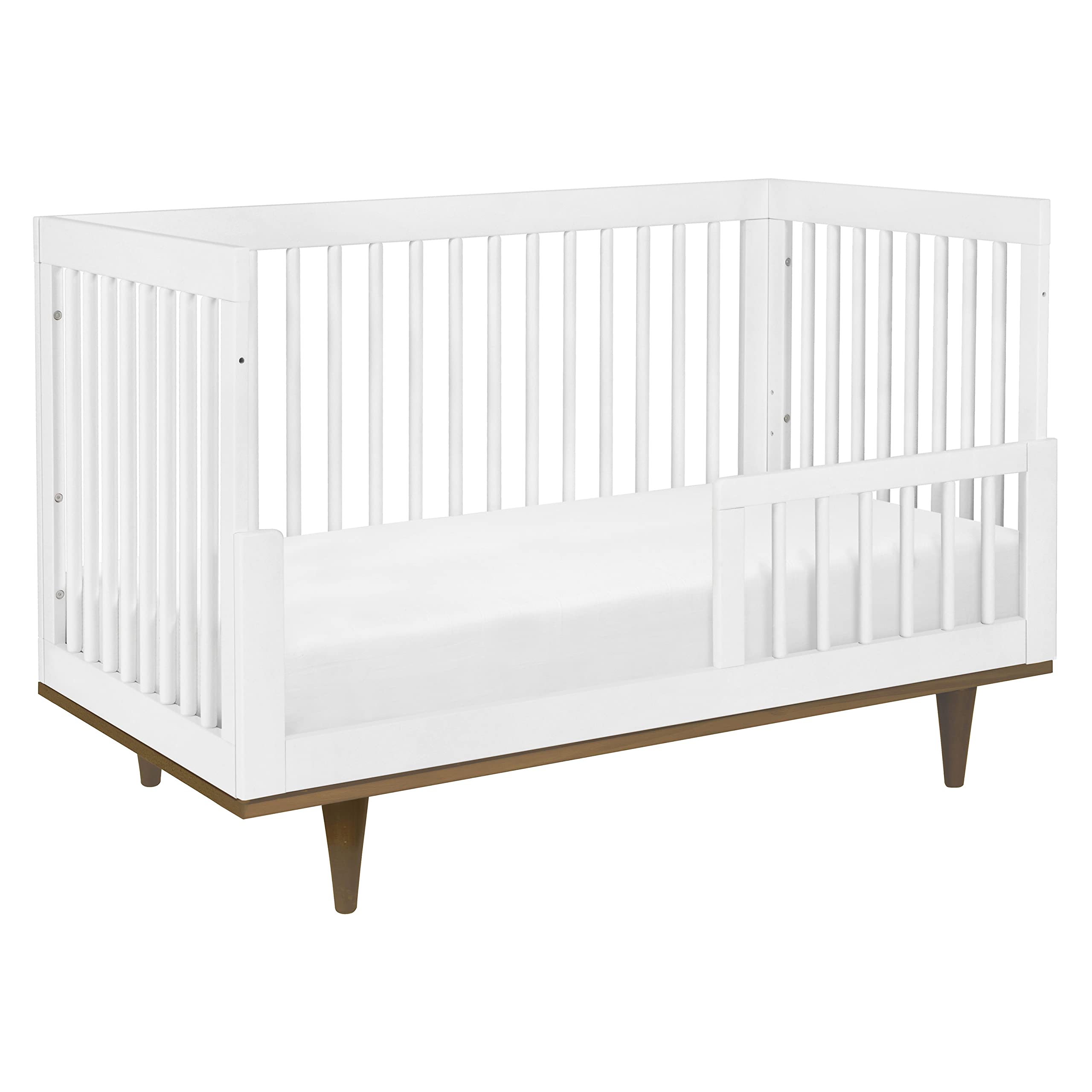DaVinci Marley 3-in-1 Convertible Baby Crib to Toddler Bed & Daybed - GREENGUARD Gold Certified - Adjustable Mattress Heights - White Finish with Walnut Legs - Perfect for Nursery, Bedroom & Guest Room