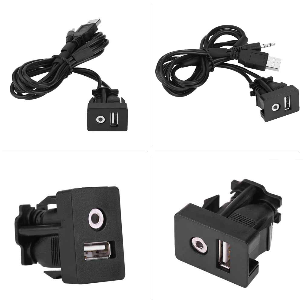 3.5mm AUX Extension Cable with USB Port - Car Audio Mounting Panel Jack for Seamless Music Playback | Perfect for Toyota, Honda, Ford & More Vehicles | Ideal for Dashboard Installation & Enhanced In-Car Entertainment