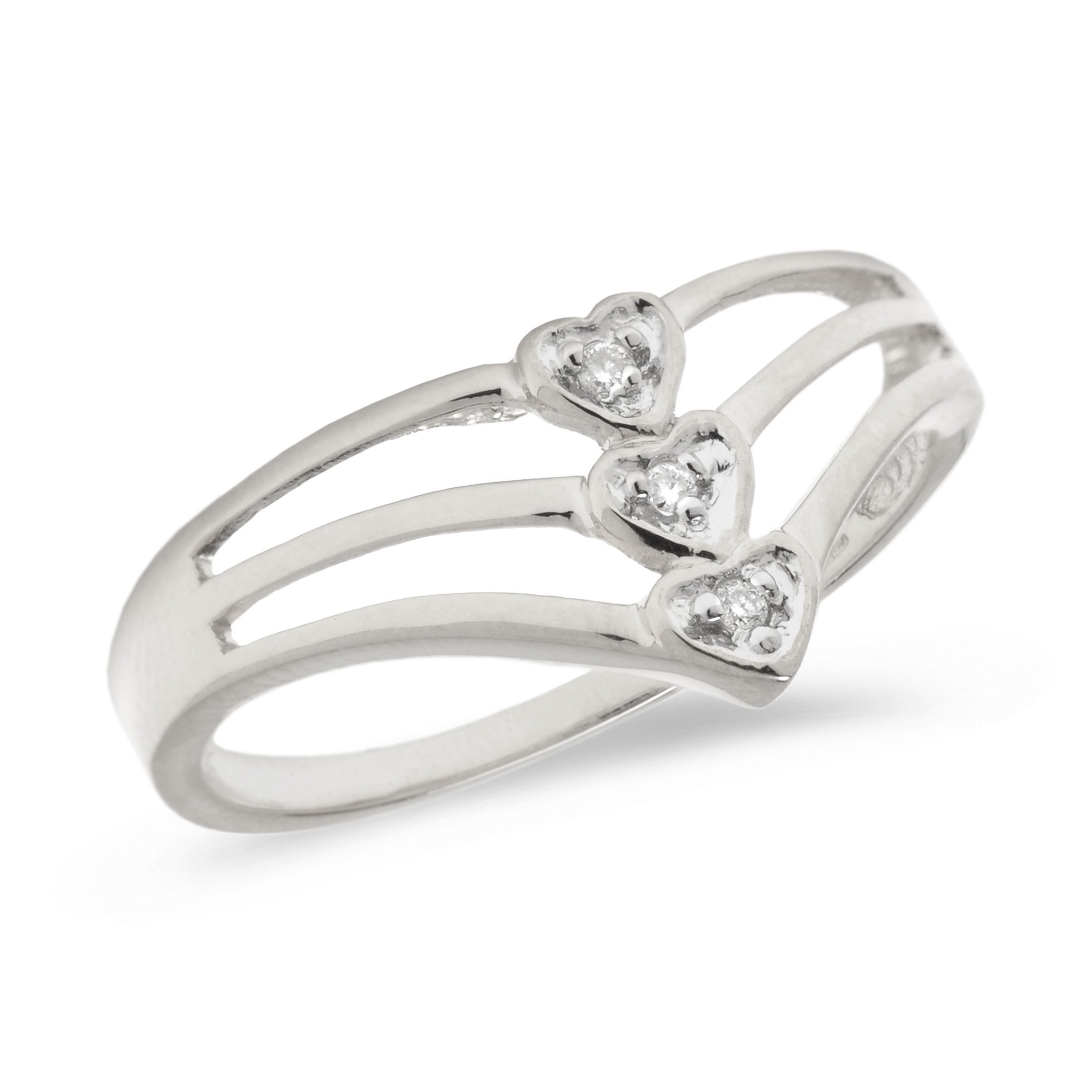14K White Gold Diamond Heart Ring for Women - Elegant Valentine's Day Gift, Anniversary Jewelry, Romantic Proposal Ring - Perfect for Engagements, Weddings & Special Occasions