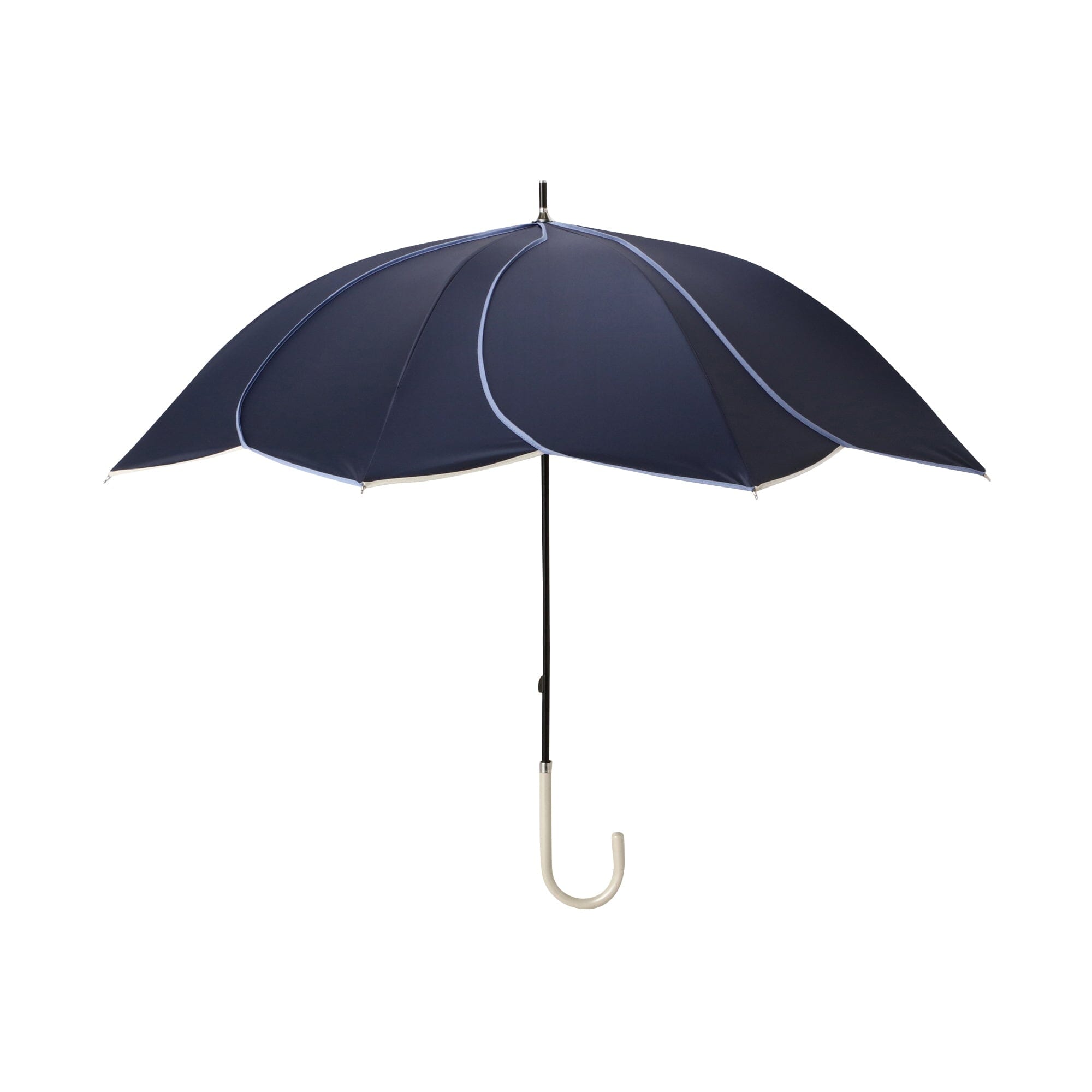 Bicolor Piping Long Umbrella 50cm Navy Blue - Stylish Waterproof Rain Umbrella for Men & Women, Perfect for Outdoor Walking, Commuting and Travel
