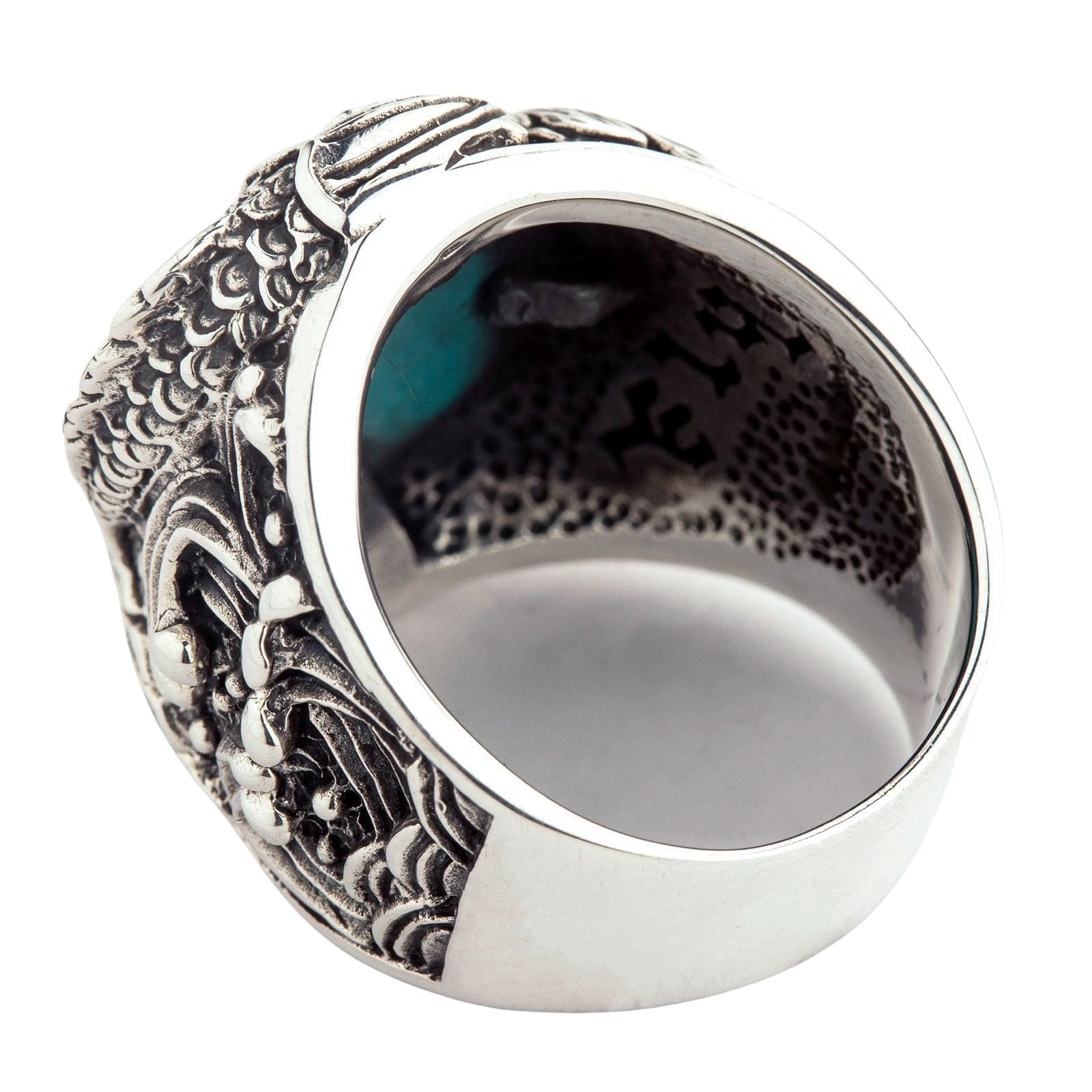Authentic Turquoise Japanese Koi Fish Sterling Silver Ring for Men - Perfect for Gifts, Weddings & Spiritual Jewelry Collections