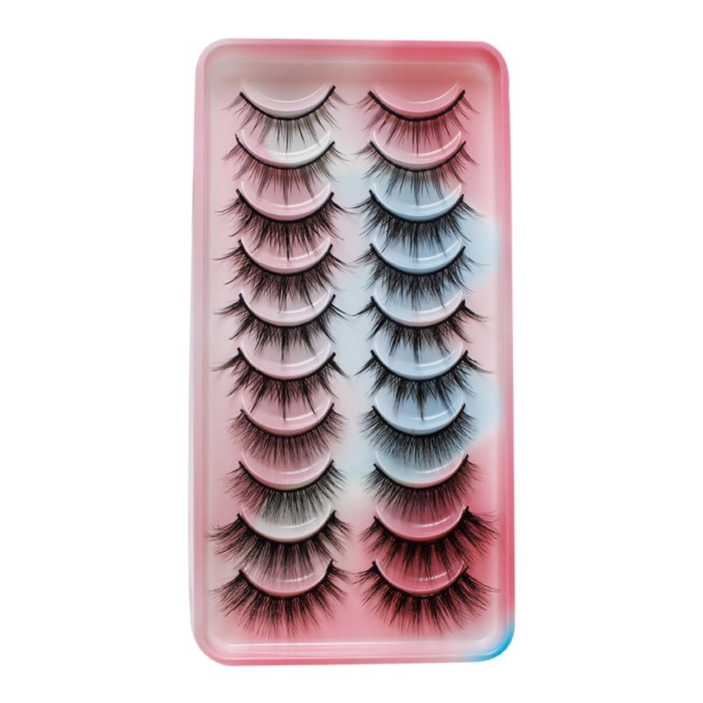 Natural Wispy Mink False Eyelashes - Fluffy 3D Volume Lashes That Look Like Extensions (10 Pairs) - Perfect for Daily Wear, Special Occasions & Bridal Makeup