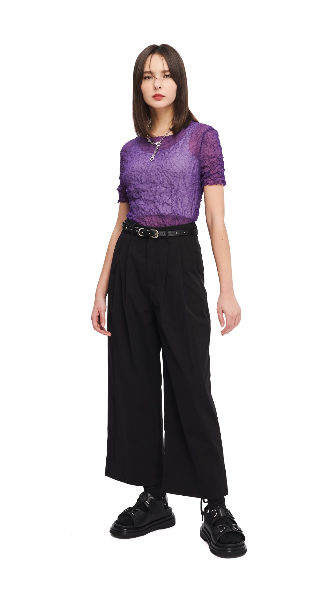 Crinkle Pleat Top Women's Blouse - Stylish & Comfortable for Casual Wear, Office & Date Night