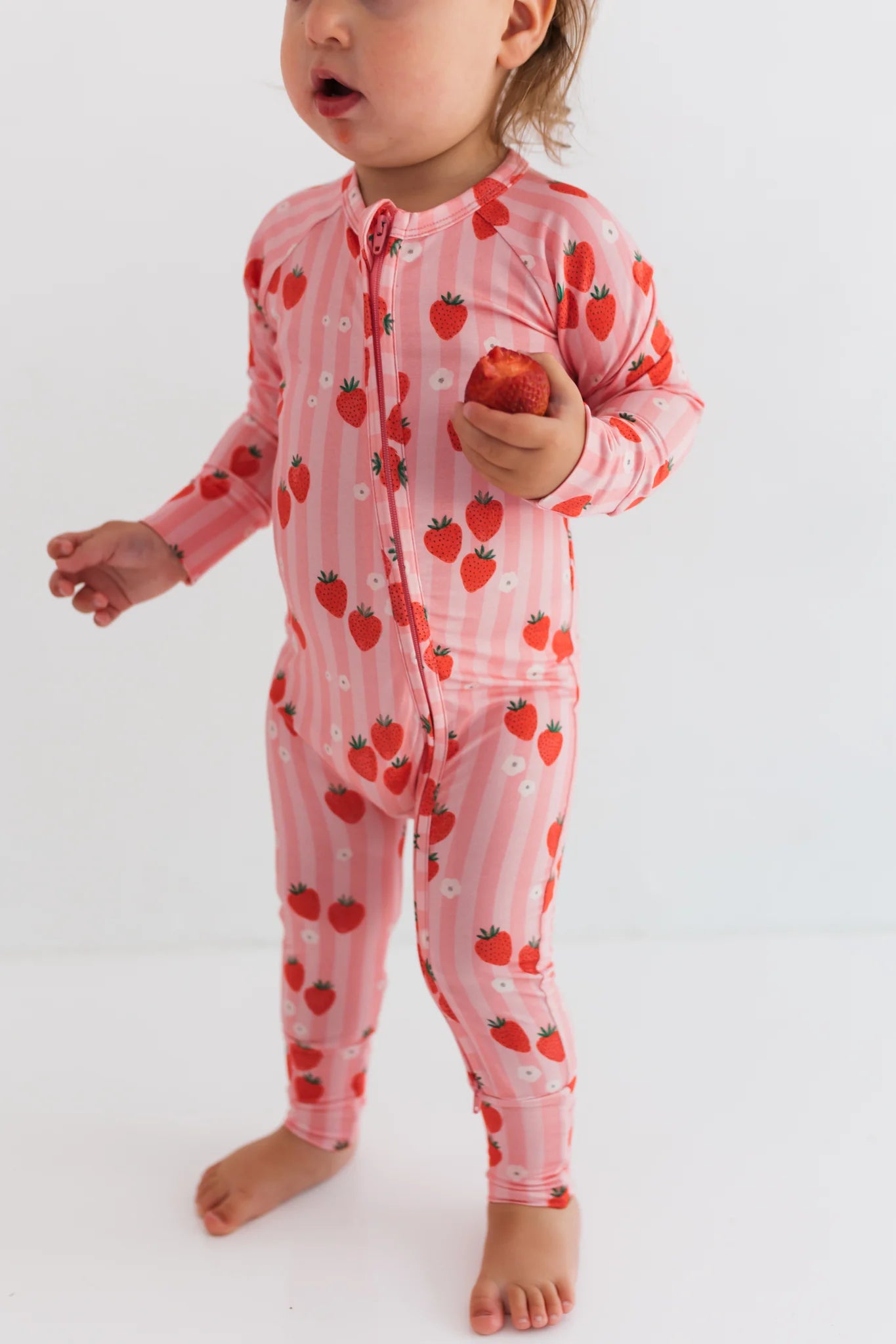 Red Strawberry Zippered Romper - Cute Baby Jumpsuit with Front Zipper for Easy Dressing | Perfect for Newborn Photoshoots, Playdates & Everyday Wear
