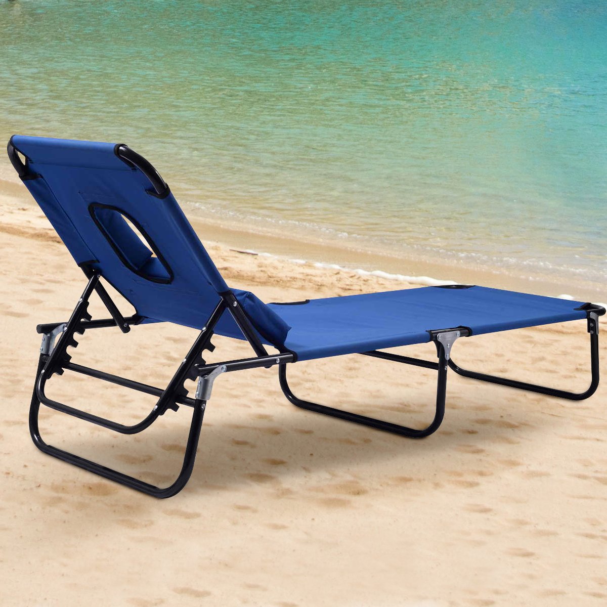 Casart Adjustable Folding Chaise Lounge Chair with Face Hole - Portable Beach Chair for Pool, Patio, Lawn & Outdoor Relaxation - Perfect for Sunbathing, Reading & Vacation Comfort