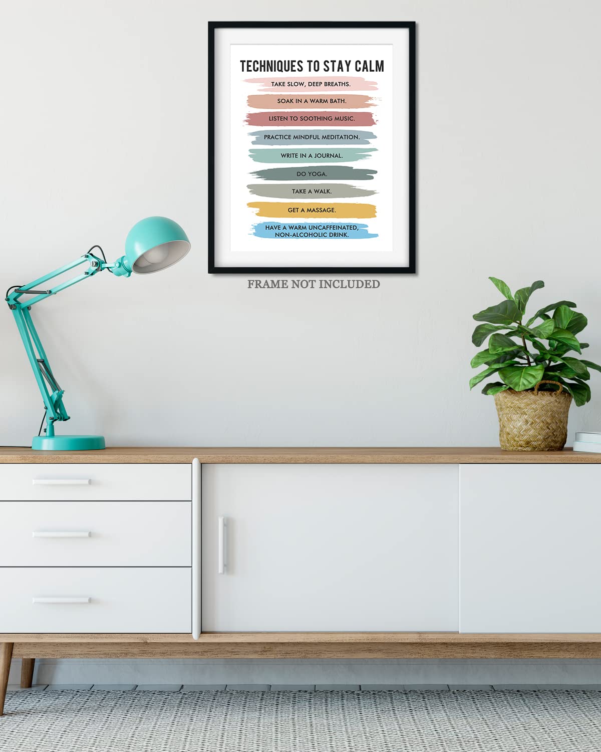 Govivo Mindfulness Wall Art - 16x20 Unframed Therapy Office Decor for Mental Health, Counseling & School Psychologist - Calming Techniques Poster for Stress Relief & Meditation Spaces