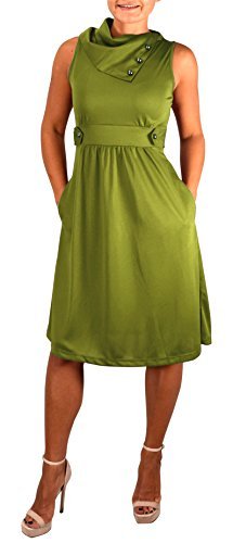 Women's Casual Sleeveless A-Line Dress with Fold-Over Collar - Perfect for Summer Outings, Beach Vacations & Office Wear