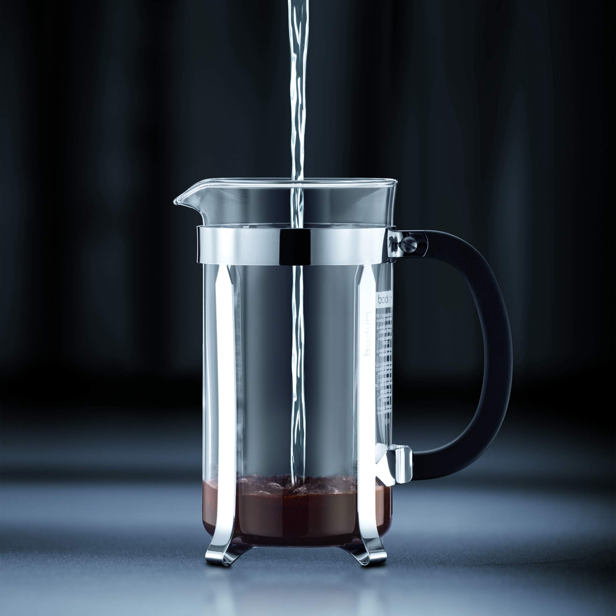 Bodum 34oz Chambord French Press Coffee Maker - High-Heat Borosilicate Glass & Stainless Steel - Perfect for Home, Office & Camping - Made in Portugal