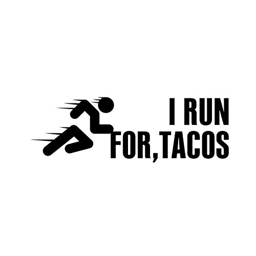 Funny I Run for Tacos Runner Car & Laptop Decal - Waterproof Vinyl Sticker for Cars, Laptops, Windows, and Walls | Perfect for Runners, Marathon Enthusiasts, and Taco Lovers
