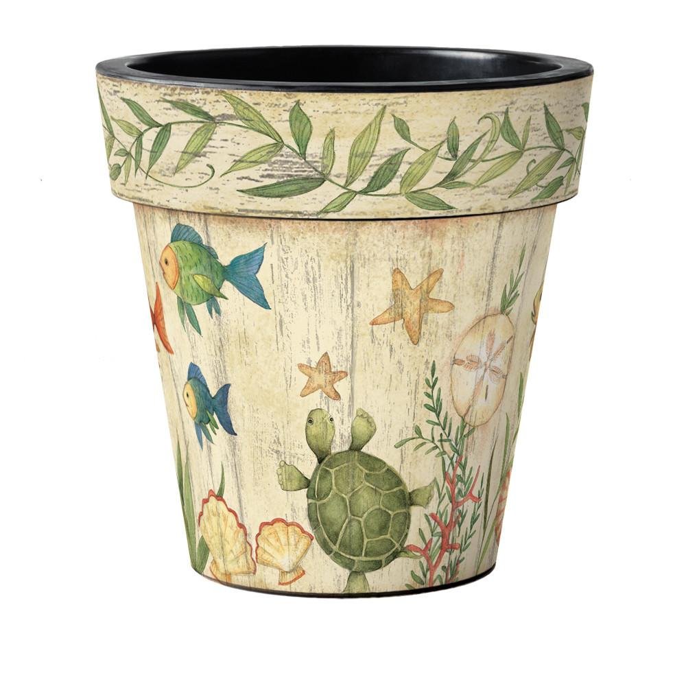 Studio M Art Planter Designer Plant Pot - 18 x 18 Inches, Sea Friends Collection - Perfect for Indoor Plants, Home Decor & Office Decor