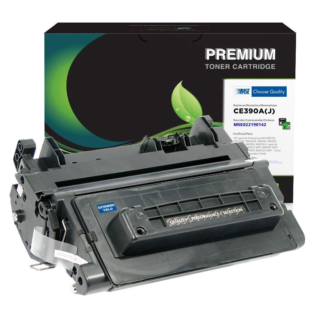 MSE Remanufactured HP CE390A Compatible Toner Cartridge - High Yield Black Ink Replacement for HP Printers | Ideal for Office, Home & Business Printing