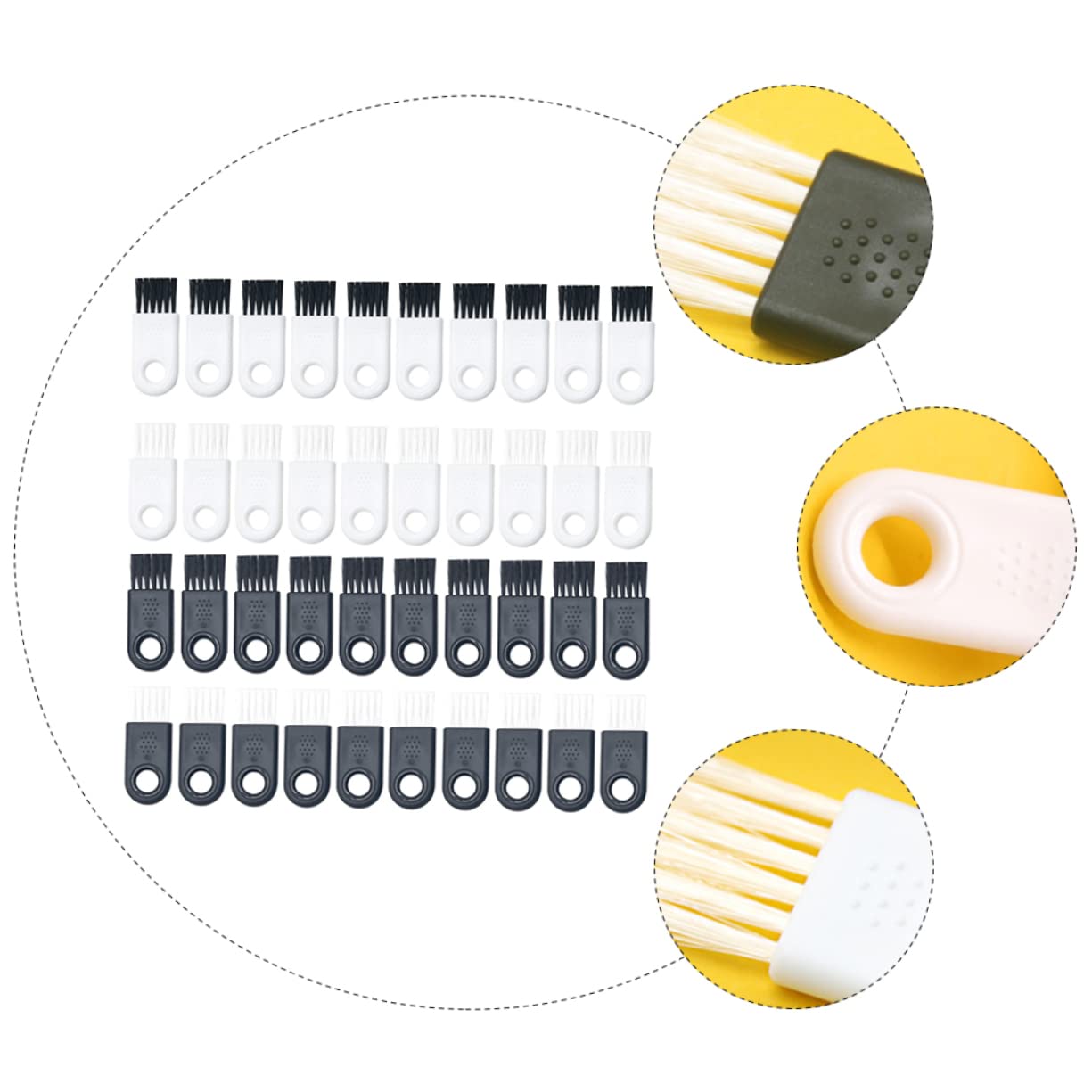 CANIGHT 40Pcs Electric Shaver Cleaning Brush Set - White & Black Handle Razor Brush for Hair Clippers & Electric Shavers | Professional Grooming Accessories for Men's Facial Hair & Beard Trimmer Maintenance | Perfect for Home, Salon & Barber Shop Use