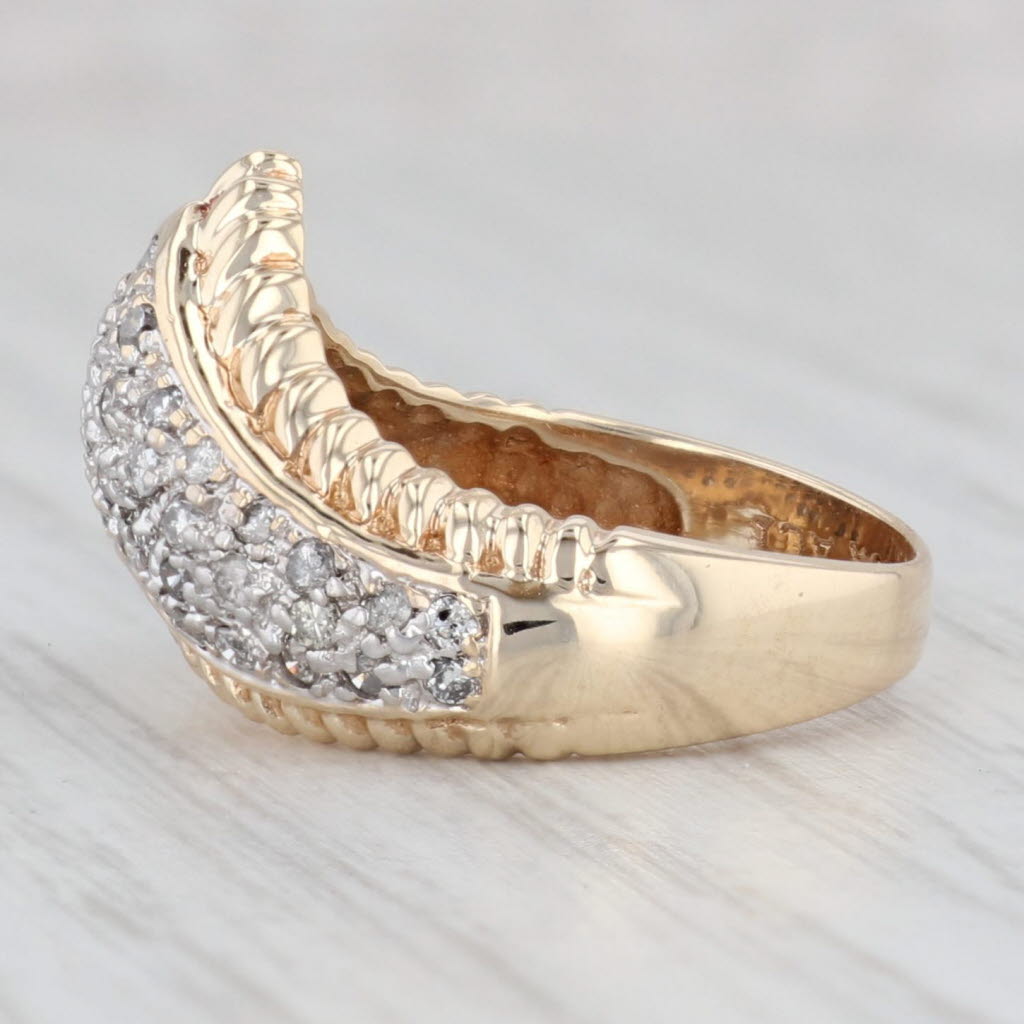 0.48ctw Diamond Contour Ring - 10k Yellow Gold Size 6 Stackable Wedding Band - Perfect for Stacking, Anniversary Gifts & Everyday Elegance