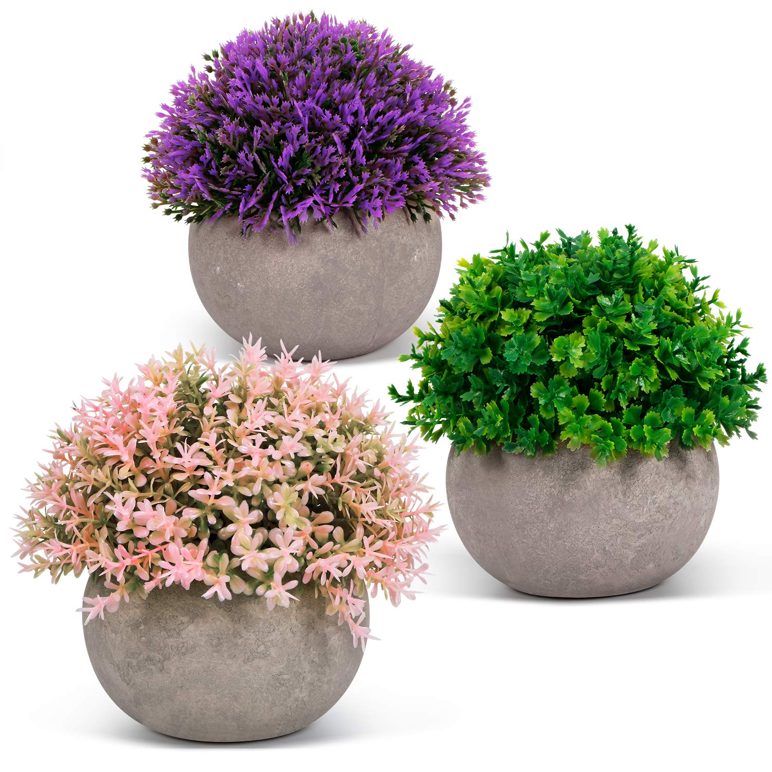 ODOM Artificial Plants - Small Potted Fake Plants for Home Office Decor, Grass Greenery for Bathroom, Farmhouse Shelf, Indoor Decorations (3 Pack) - Perfect for Desk Decor, Living Room Accents & Wedding Centerpieces