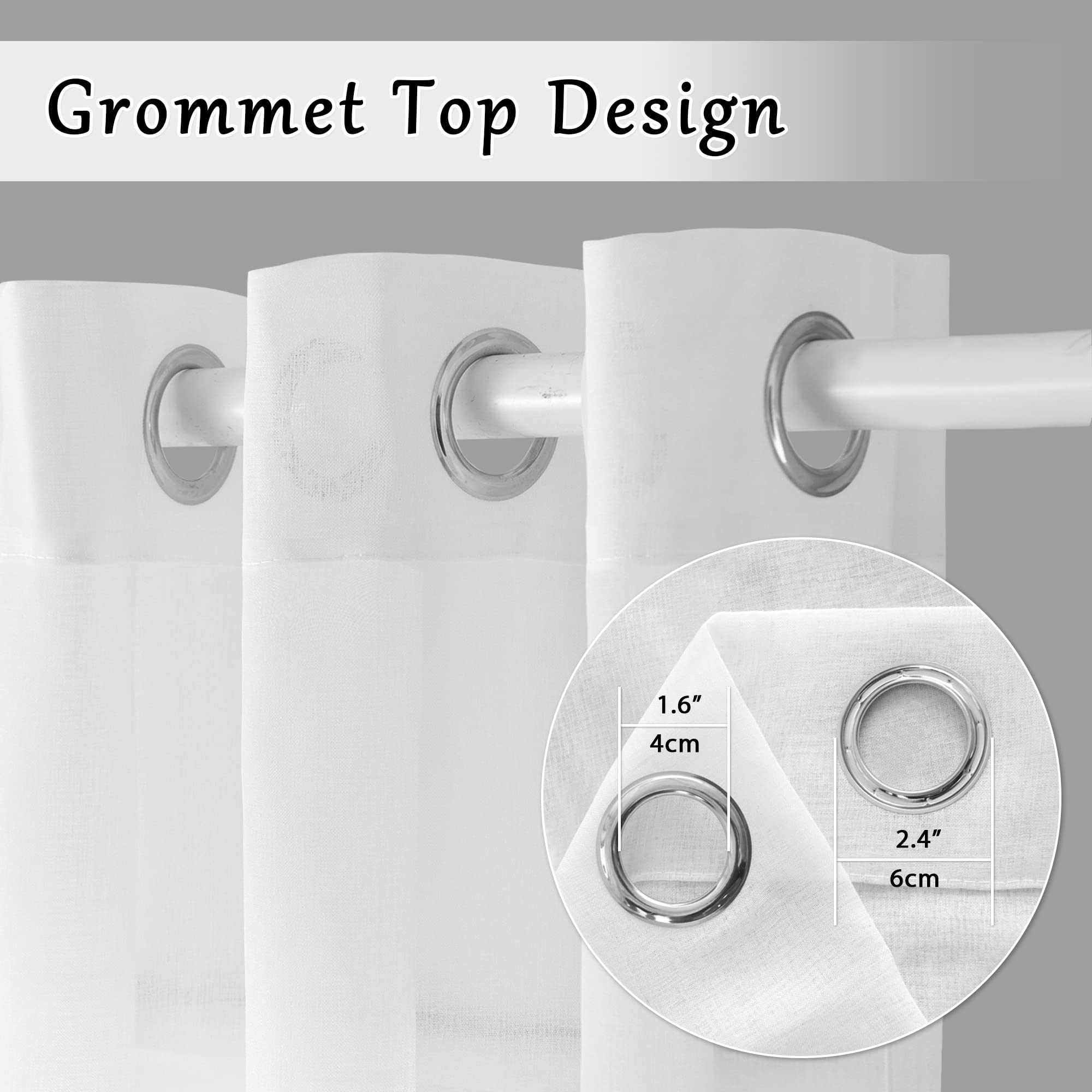 MAIHER Extra Long Sheer Voile Curtains with Grommet Top - 14ft Length for High Ceiling Living Room & 2 Story Windows - 50