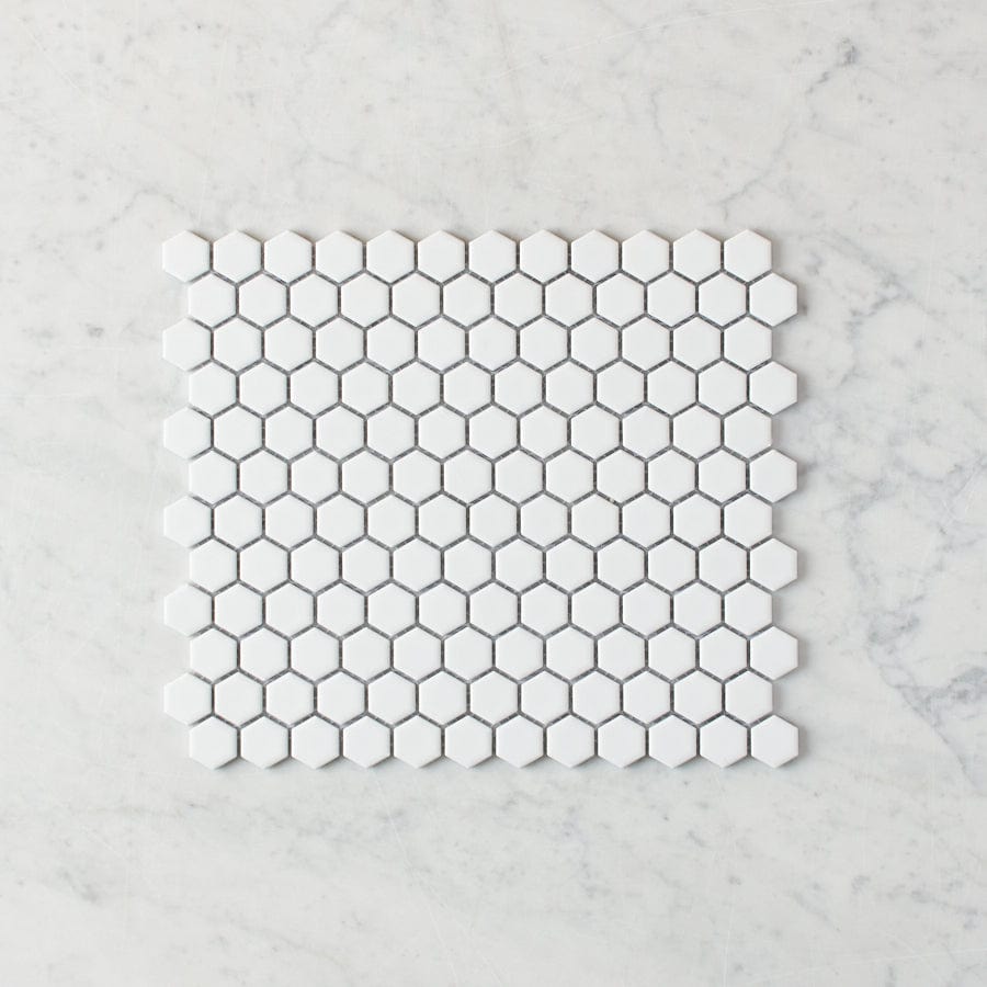 Peppermint Grove Small White Matte Hexagon Mosaic Tile - Peel and Stick Backsplash for Kitchen, Bathroom & Shower Wall Decor