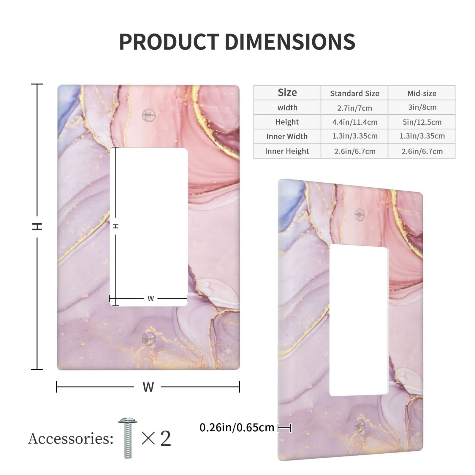 Pink Abstract Marble Single Decorator Wall Plate - Decorative Light Switch Cover 1 Gang Rocker Switch Plate - 4.5