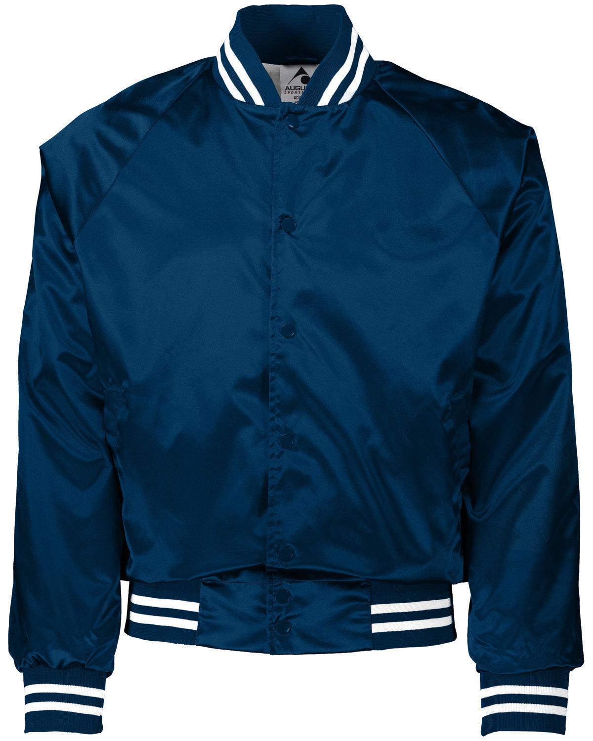 Augusta Sportswear 3610 Unisex Striped Trim Satin Baseball Jacket - Lightweight Varsity Style for Men & Women - Perfect for Baseball Games, School Sports & Casual Wear
