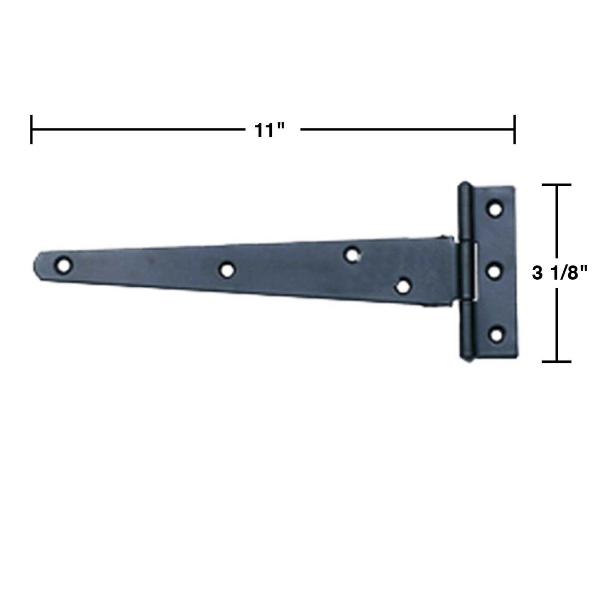 Black T Strap Shed Door Hinge 11 Inch - Rustic Flush Mount Cast Iron Barn Door Hinge with Hardware (Pack of 10) - Perfect for Barn Doors, Sheds, Garage Doors & Outdoor Structures