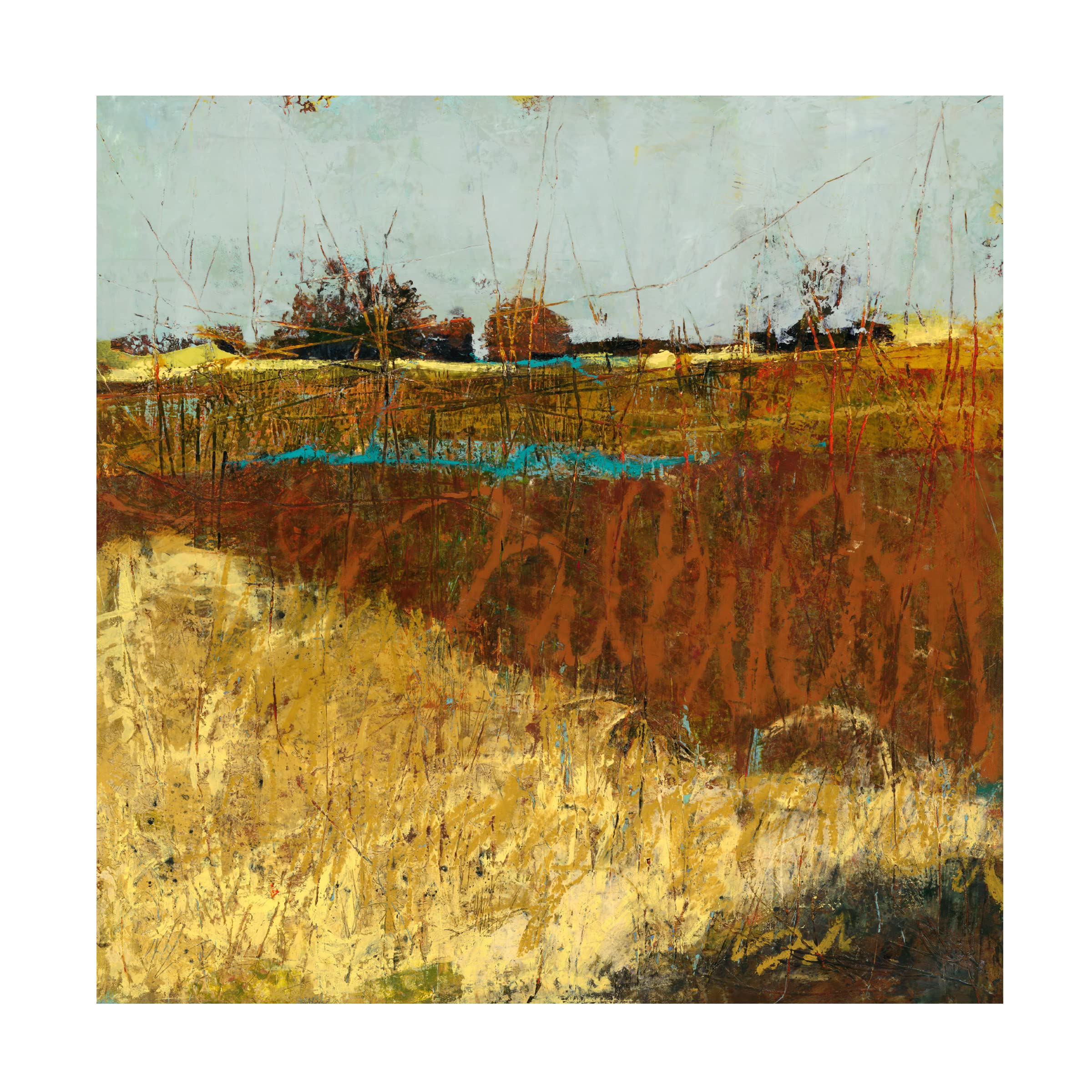 Trademark Fine Art 'The Fields' Canvas Wall Art by Linda Nickell - Landscape Painting for Living Room, Bedroom & Office Decor