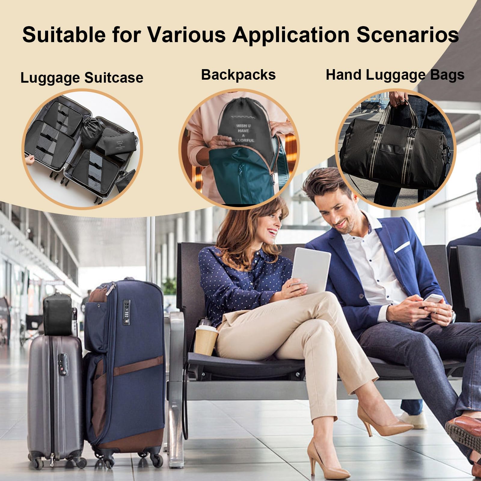6-Piece Packing Cubes Set for Luggage & Suitcase - Travel Organizer Bags for Carry-On, Clothes Storage & Laundry - Includes Shoe Bag - Perfect for Men & Women Travel Accessories (Ideal for Business Trips, Vacations & Weekend Getaways)