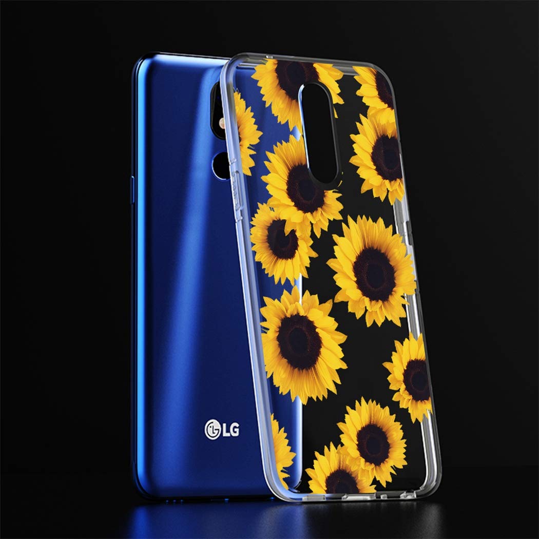 Cute Clear Slim Sunflower TPU Phone Case for LG Stylo 4/Plus & Q Stylus - Soft Flexible Protective Cover for Women & Girls - Perfect for Everyday Use, School & Work