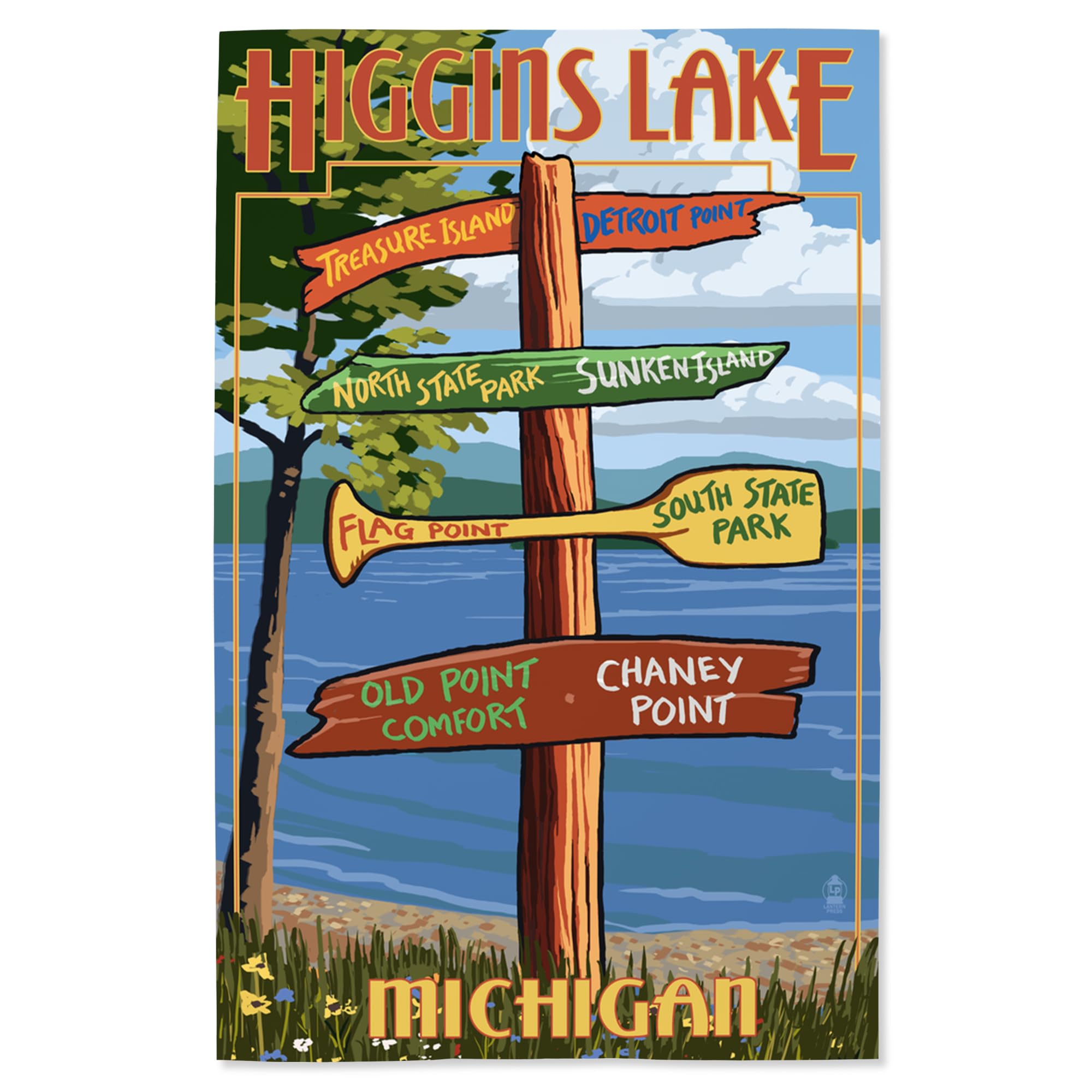 Lantern Press 16x24 Inch Giclee Art Print - Higgins Lake Michigan Landscape Wall Decor | Perfect for Living Room, Bedroom & Office