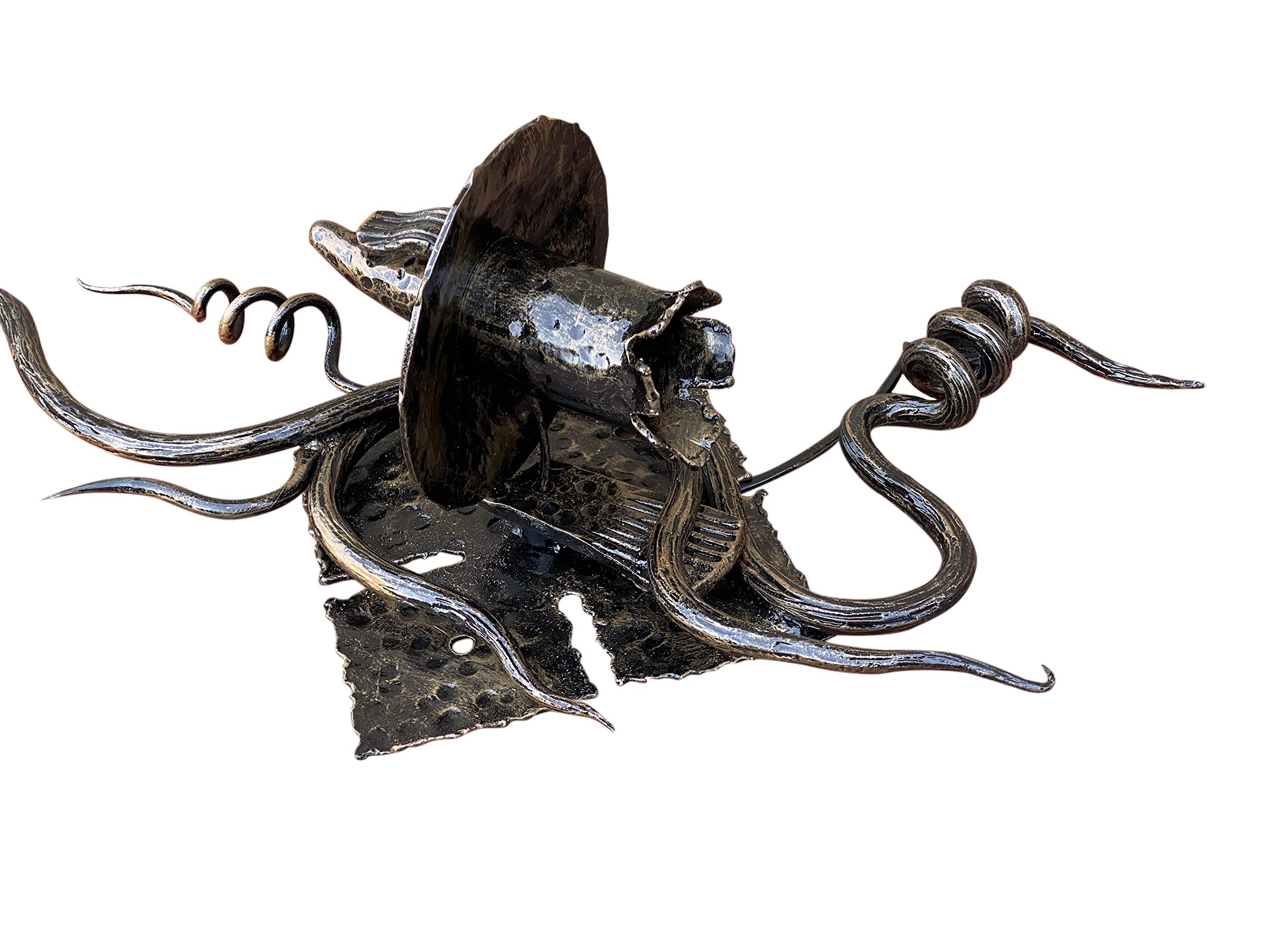 Hand Forged Medieval Wall Sconce - Rustic Torch Lantern for Porch & Outdoor Lighting - Vintage Iron Wall Lamp for Castle, Tavern, or Garden Decor